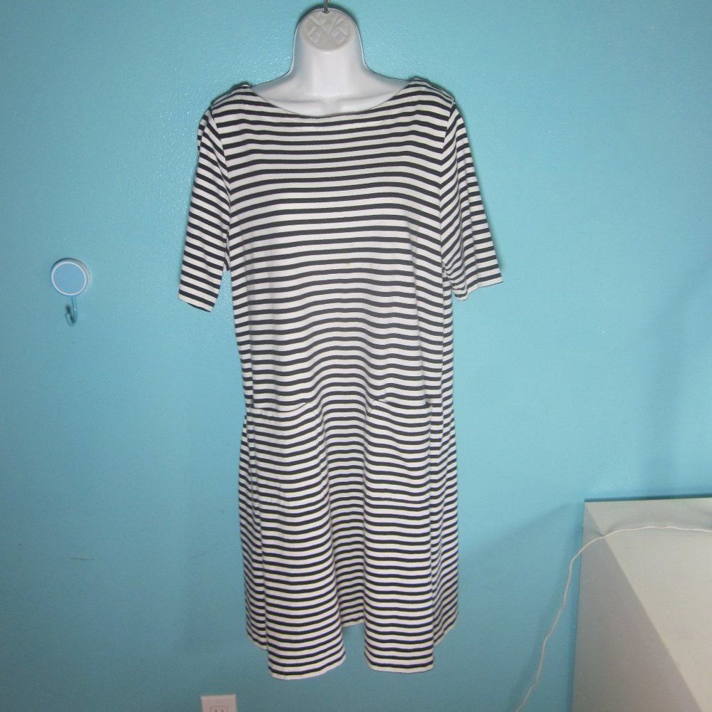 Alex Mill J Jill 100% Cotton Black White Striped Dress Womens Size L P Size L / US 10 / IT 46 - 9 Thumbnail