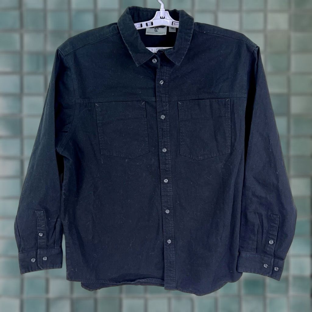 Vintage VINTAGE ELEMENTS Heavyweight Button-Up Shirt Men 2XL Long Sleeve Black Casual Outdoor Size US XXL / EU 58 / 5 - 1 Thumbnail