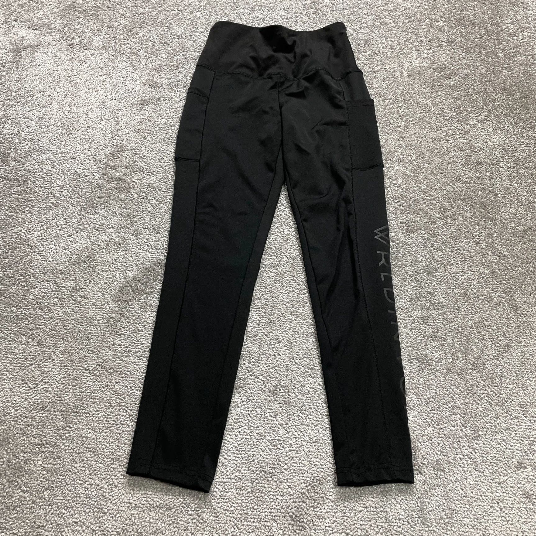 Vintage VINTAGE Wrldinvsn Compression Leggings Womens Small Black High Rise Athletic Gym 24x25 Size 28" / US 6 / IT 42 - 2 Thumbnail