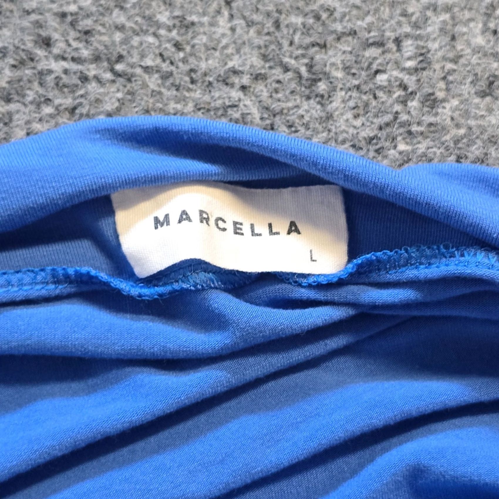 Vintage Marcella Top Womens L Blue Ruched Cowl Neck Long Sleeve Stretch Casual Blouse Size L / US 10 / IT 46 - 3 Thumbnail