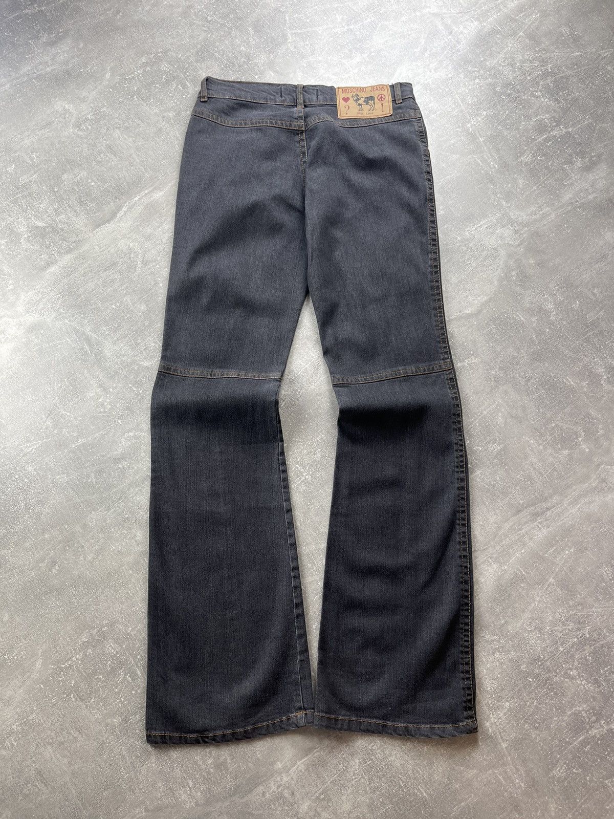 Moschino × Vintage Moschino Vintage 00s Gray Flared Denim Jeans Size 32" / US 10 / IT 46 - 2 Thumbnail