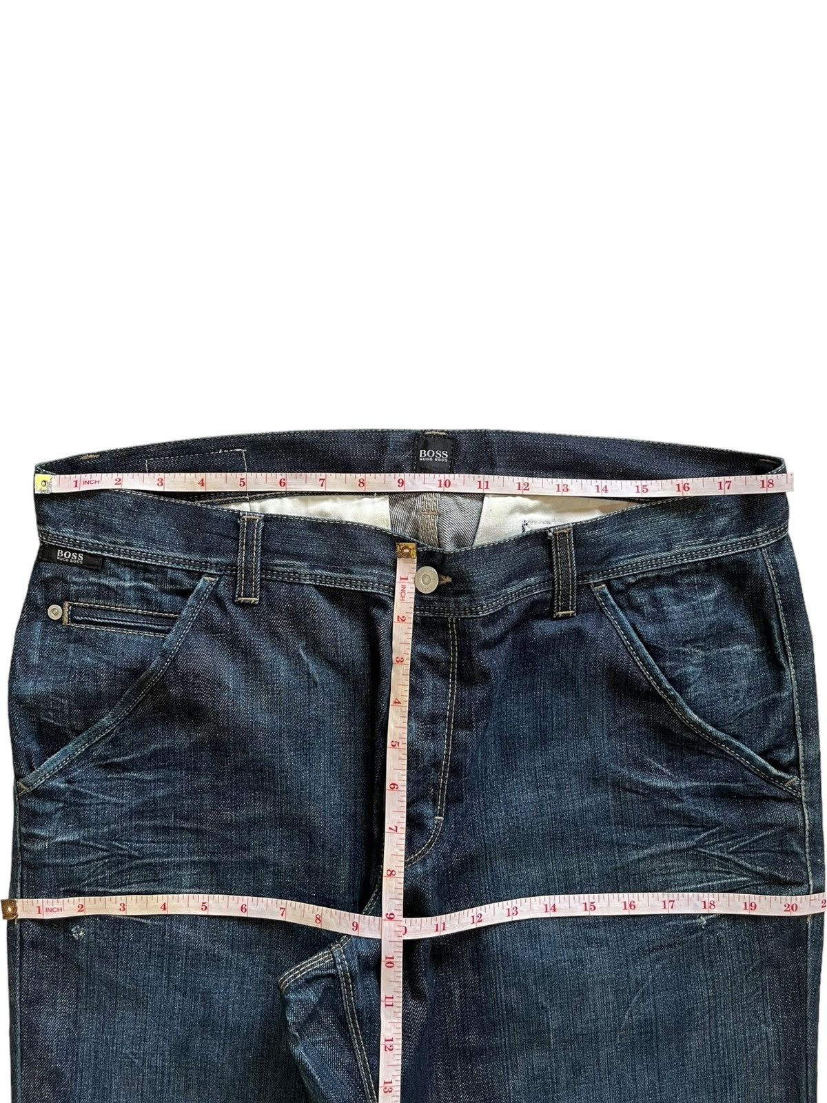 Hugo Vintage Hugo Boss Blue Wash Buckle Back Baggy Jeans Size US 37 - 11 Thumbnail