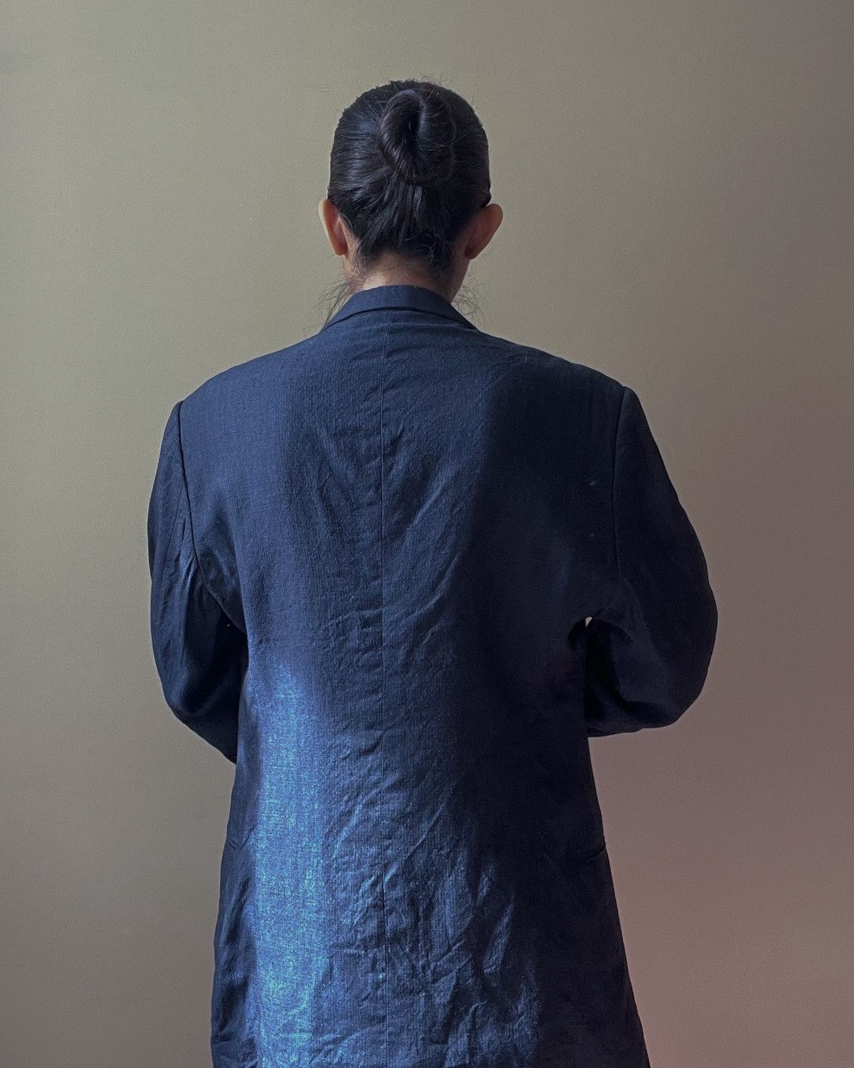 Armani Collezioni Vintage Armani Linen Blue Blazer Size L / US 10 / IT 46 - 7 Thumbnail