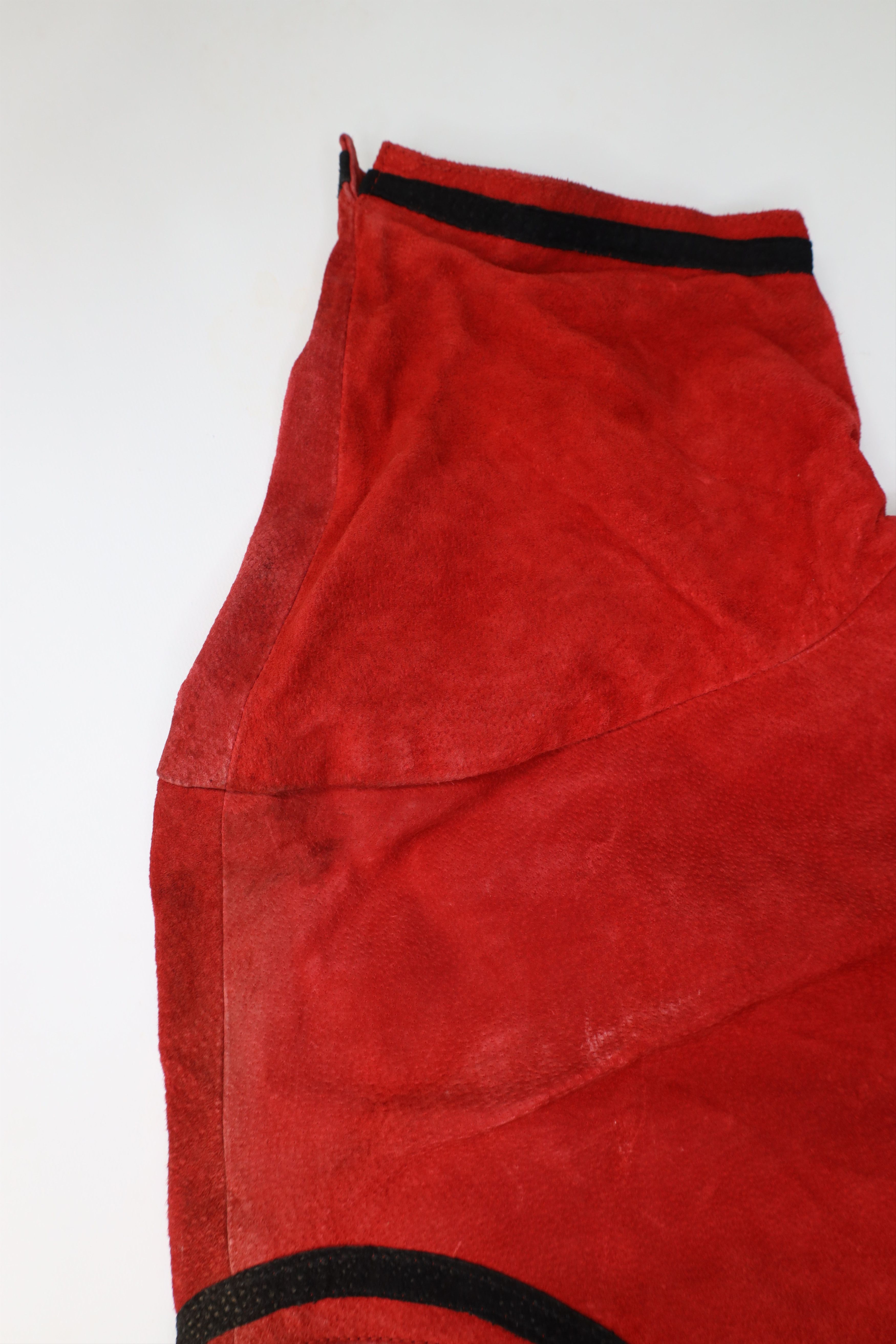 Deadstock Vintage 90s Streetwear Suede Leather Shorts Suit
