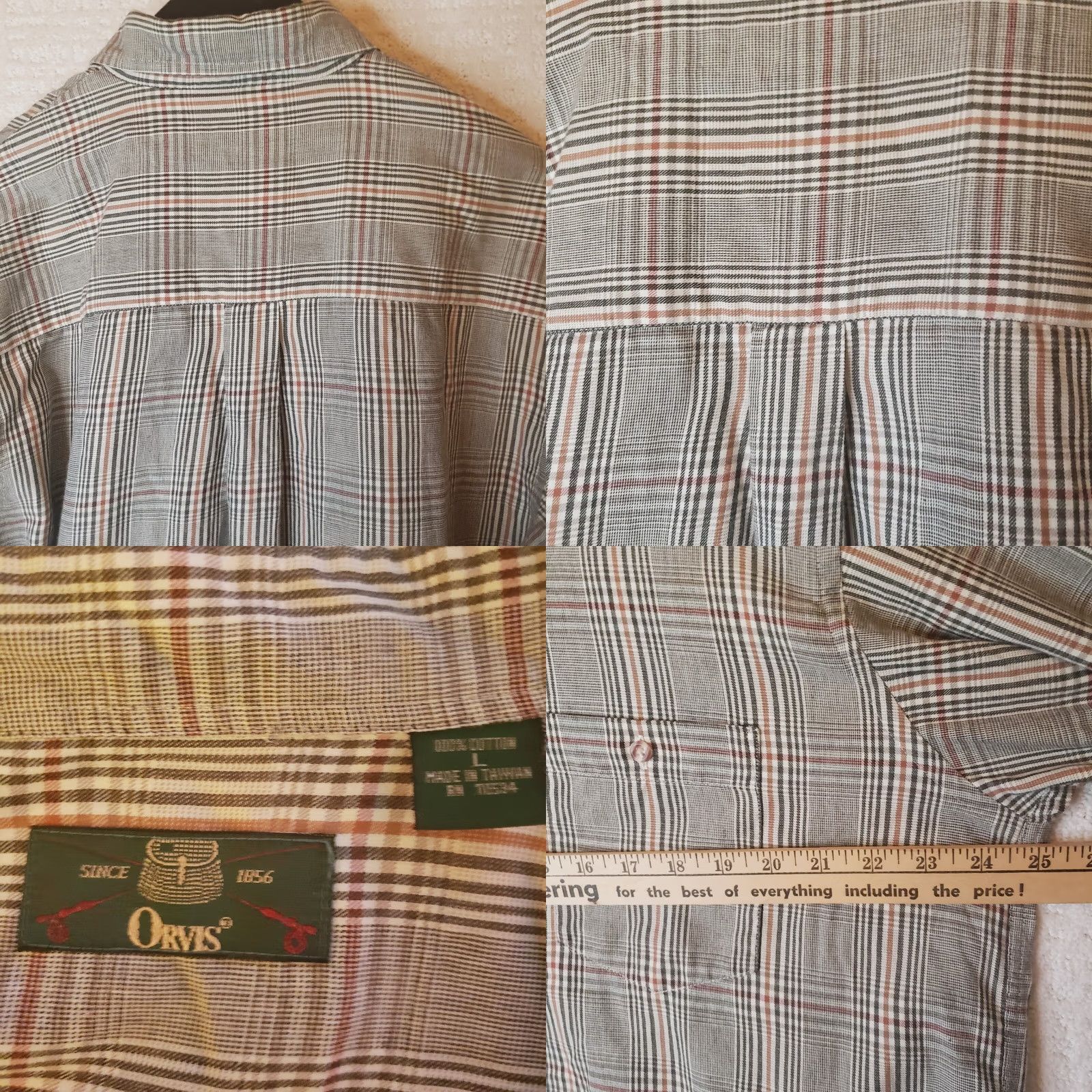 Orvis Orvis Shirt Mens L Green Plaid Long Sleeve Button-Down Collared 100% Cotton Flannel with Pockets Size US L / EU 52-54 / 3 - 8 Thumbnail