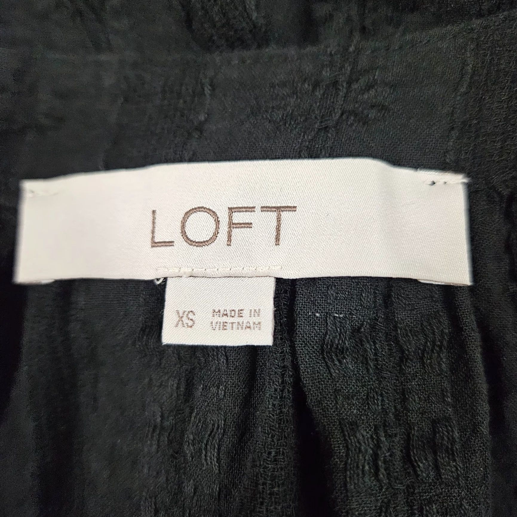 Loft LOFT Ann Taylor Womens Top XS Solid Black Cotton V-Neck Short Sleeve Blouse Shirt, XS, Women Size XS / US 0-2 / IT 36-38 - 6 Thumbnail