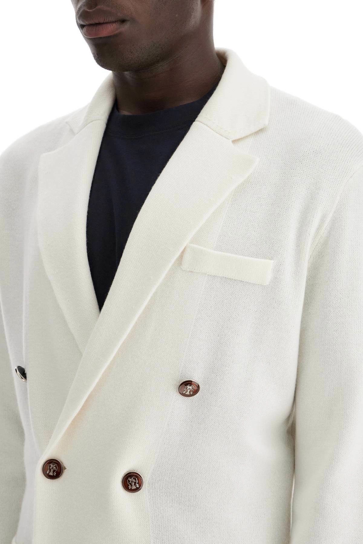 Brunello Cucinelli o1w1db10326 Double Breasted Cashmere Cardigan in White Size US L / EU 52-54 / 3 - 5 Thumbnail