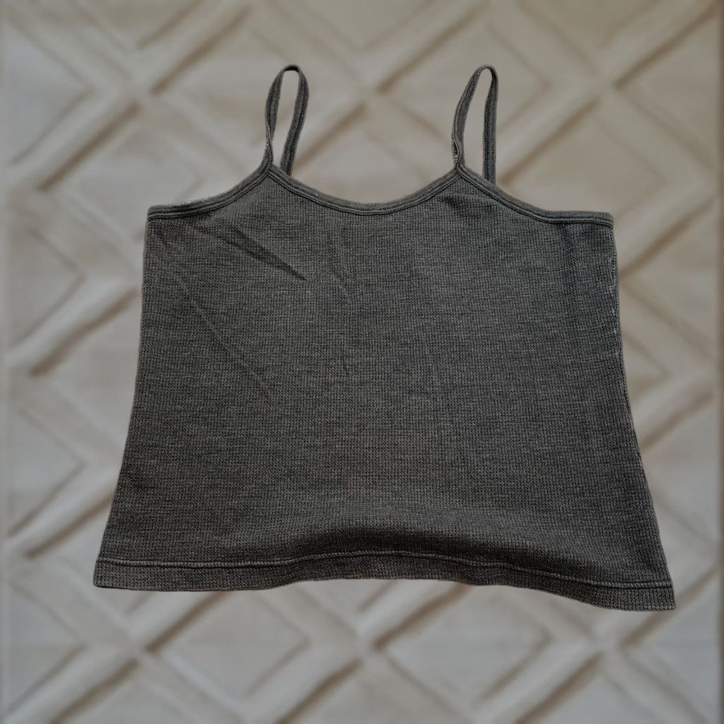 Vintage Unbranded Tank Top Shirt Womens Small Dark Gray Basic Cami Waffle Knit Shirt Size S / US 4 / IT 40 - 1 Thumbnail