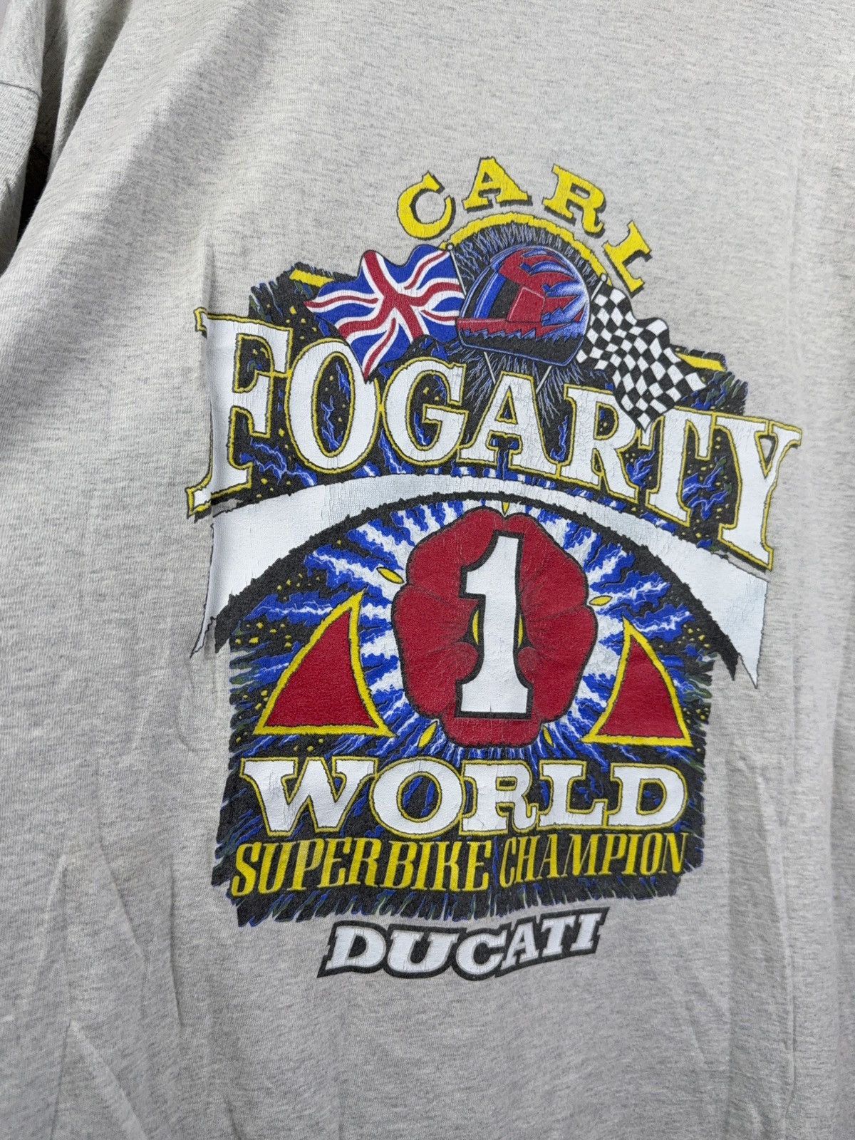 Ducati × Vintage Vintage 90s Ducati Carl Fogarty World Superbike T shirt Tee Size US L / EU 52-54 / 3 - 6 Thumbnail
