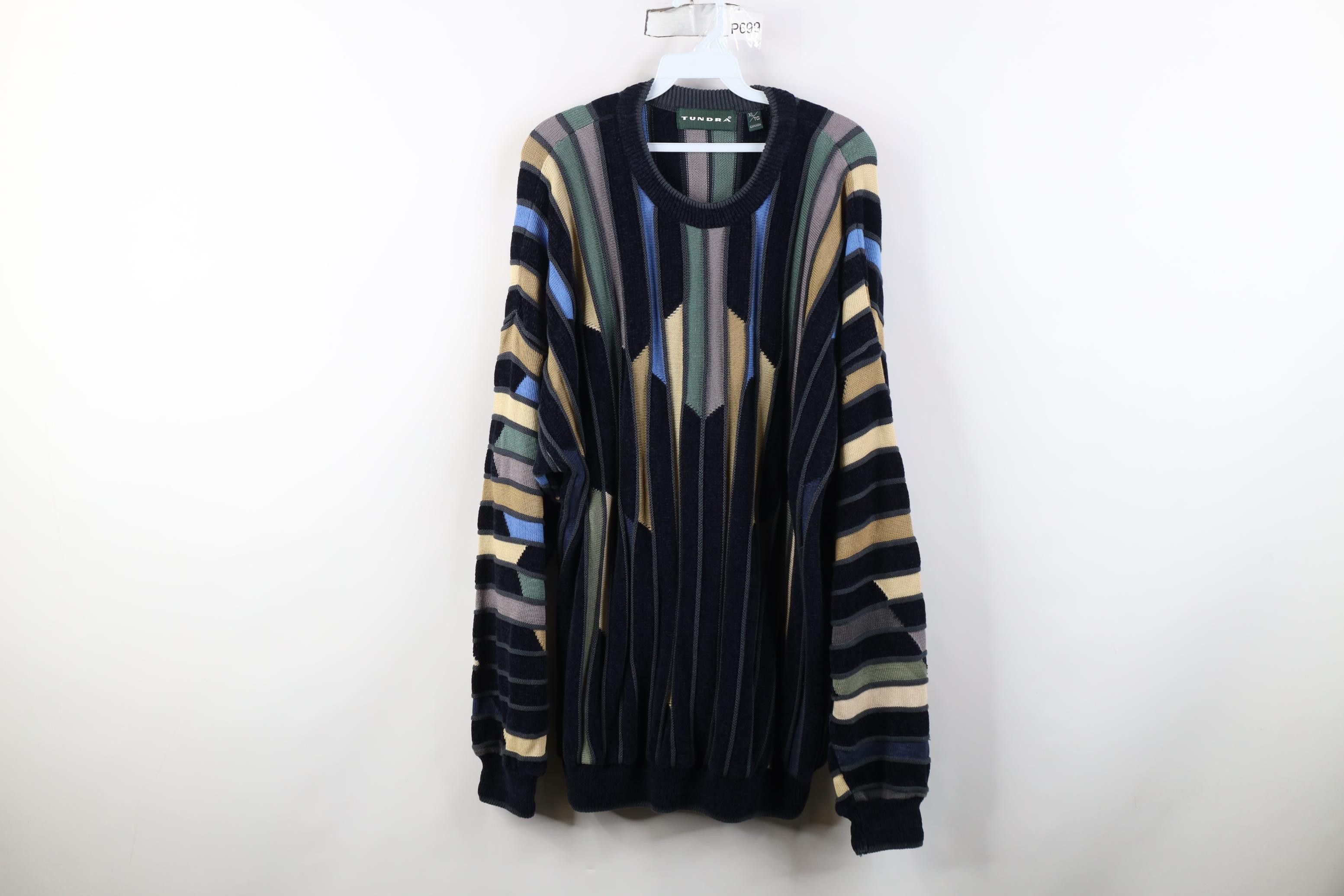 Vintage Vintage 90s Coogi Style Biggie Smalls Striped Knit Sweater Size US XL / EU 56 / 4 - 1 Thumbnail