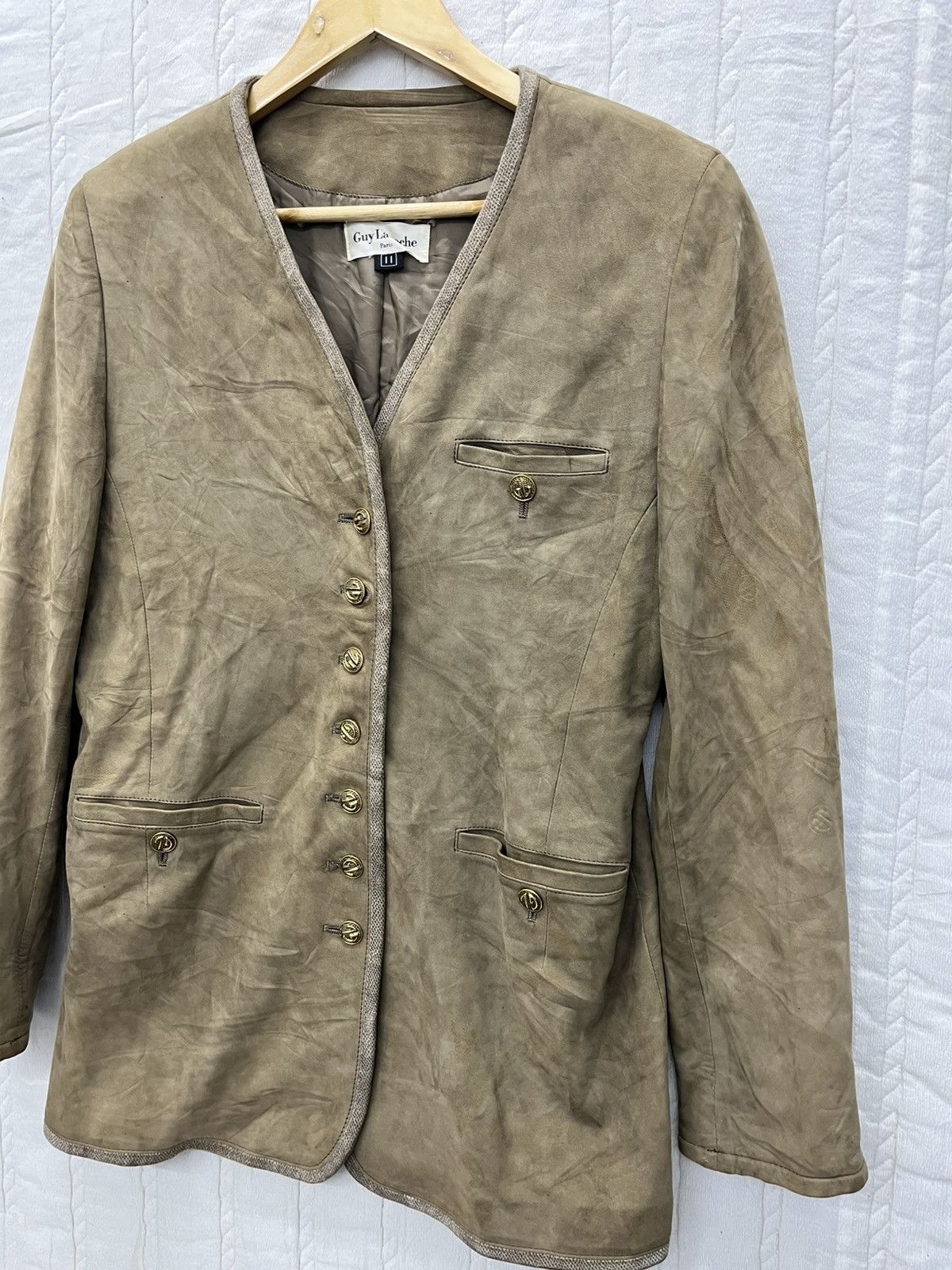 Guy Laroche × Vintage ARCHIVE🔥GUY LAROCHE SUEDE BUTTON JACKET Size M / US 6-8 / IT 42-44 - 3 Thumbnail