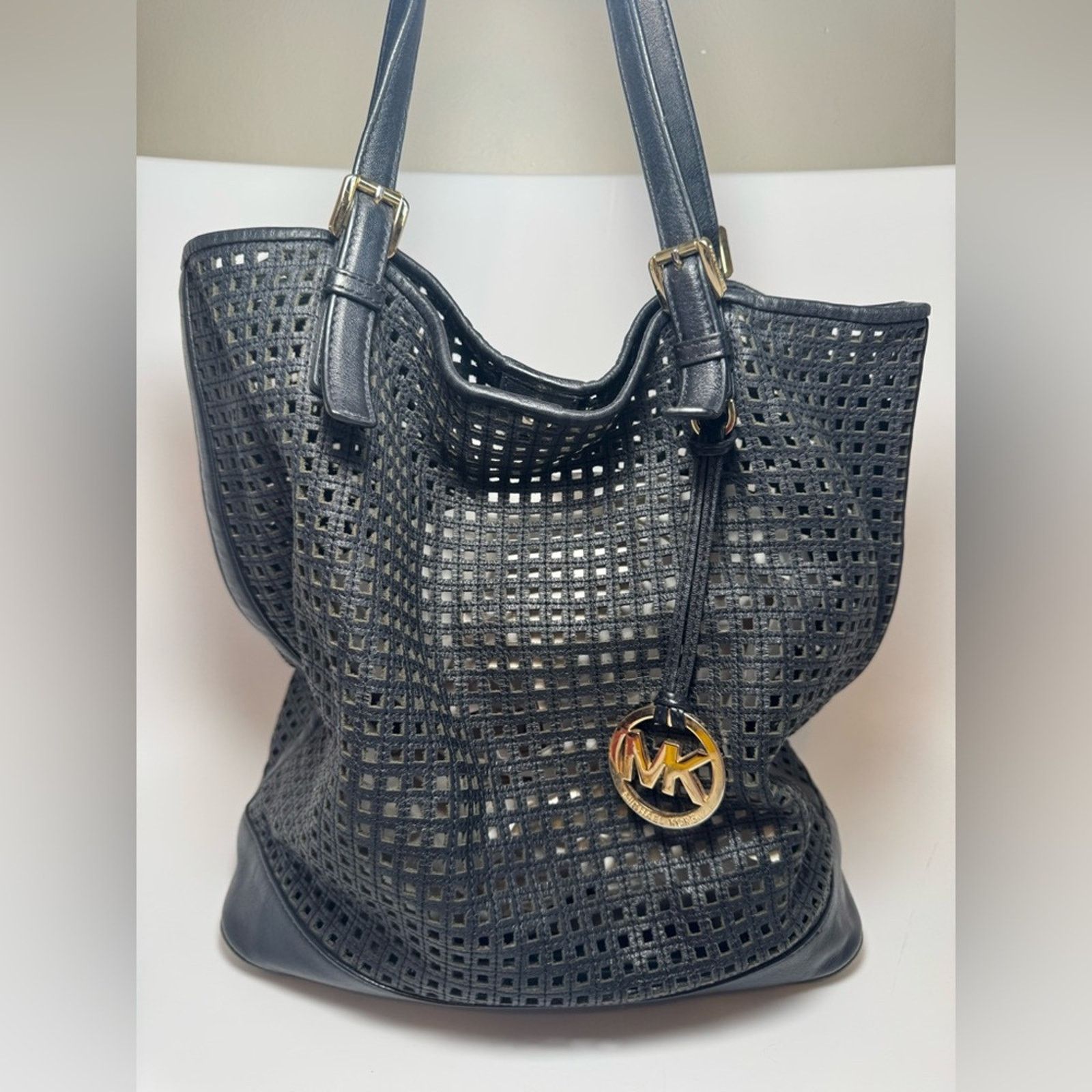 Michael Kors Michael Kors Bridget Black Leather Large Perforated Tote Bag Size ONE SIZE - 1 Thumbnail