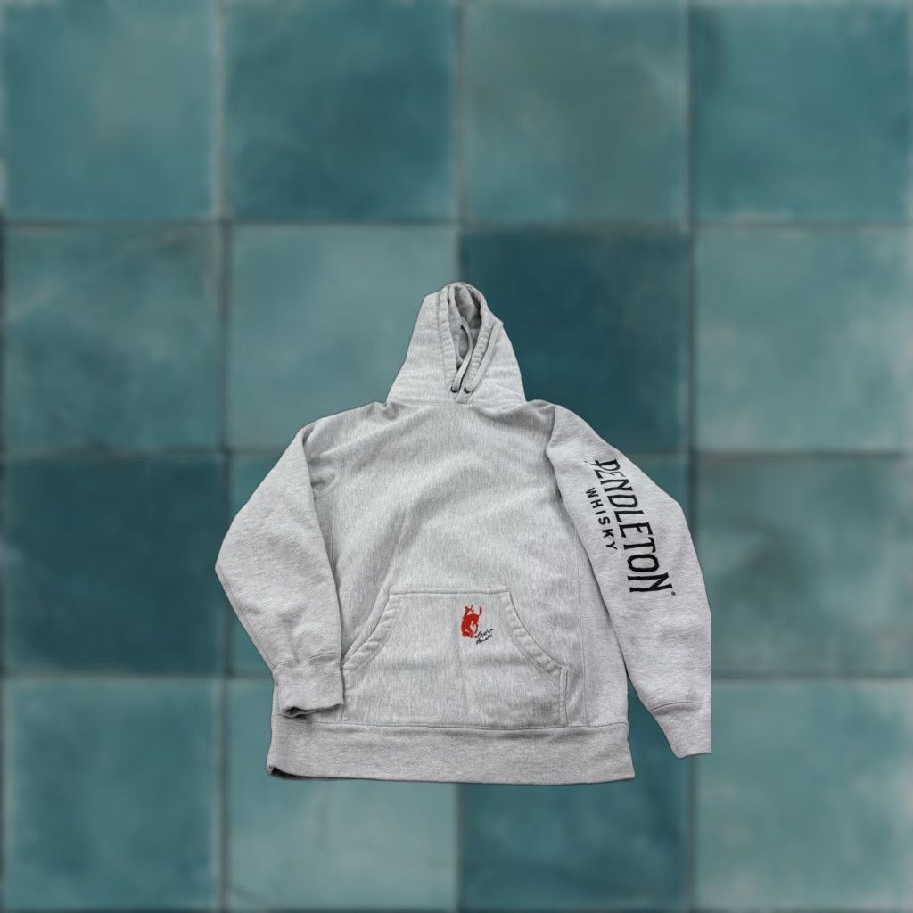 Vintage Pendleton Whisky Hoodie Small Gray Lets Buck Logo Pullover Sweatshirt Rodeo Mens Size US S / EU 44-46 / 1 - 1 Thumbnail