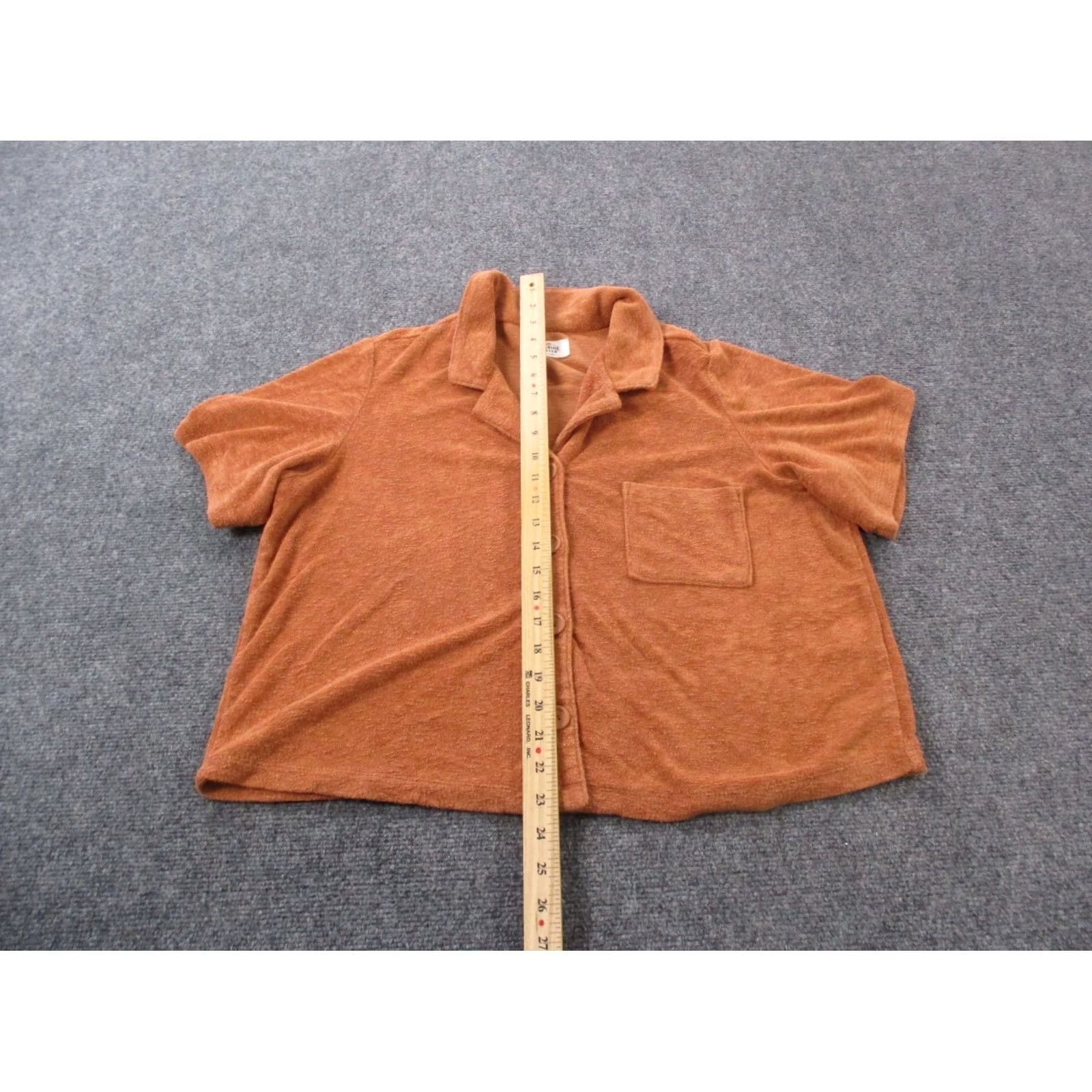 Marine Layer Marine Layer Shirt Womens XL Orange Cropped Terry Cloth Beach Preppy Surf Size XL / US 12-14 / IT 48-50 - 3 Thumbnail