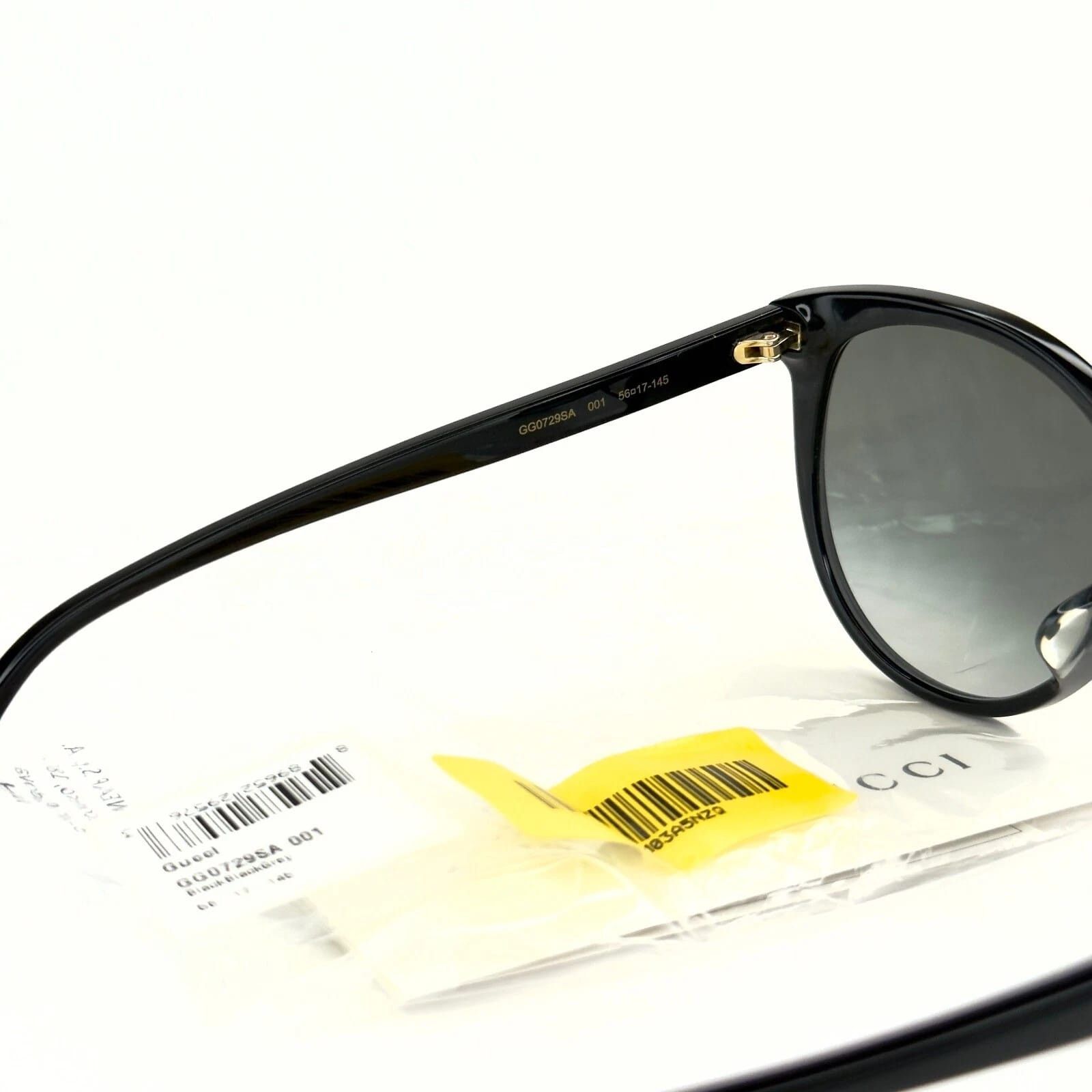 Gucci GUCCI 0729 GG0729S Black Crystal Logo Sunglasses 001 Size ONE SIZE - 6 Thumbnail