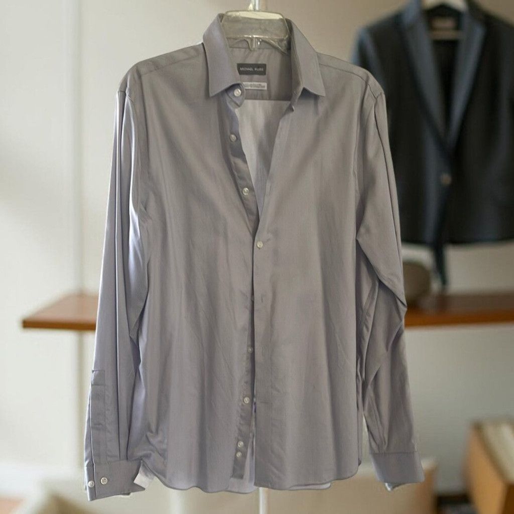 Michael Kors Michael Kors Slim Fit Gray Men's Shirt 34/35 16 Size 34R - 1 Thumbnail
