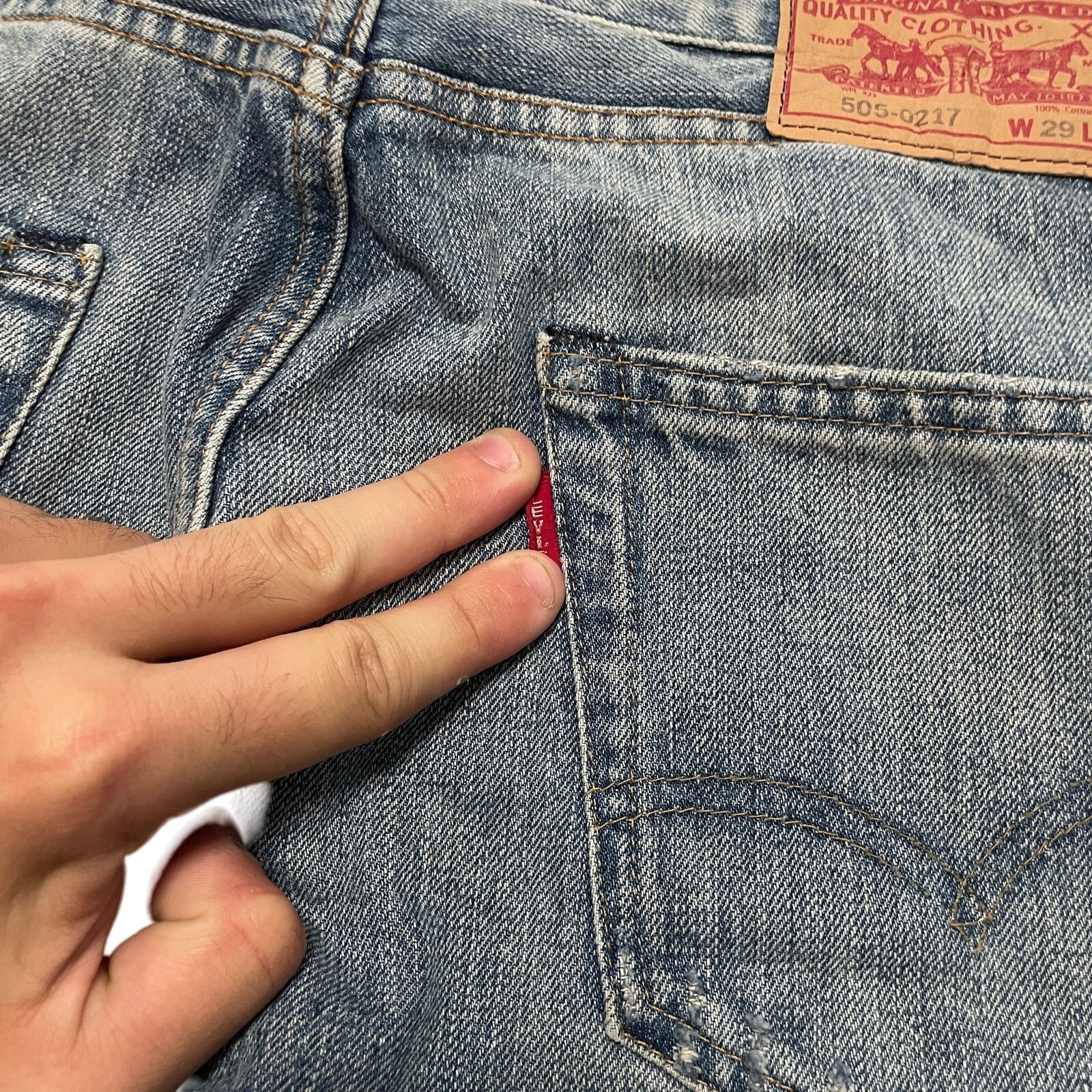 Levi's Levis Jeans LVC 1967 505-0217 Blue Light Wash Selvedge 29x31 Size 29" - 7 Thumbnail