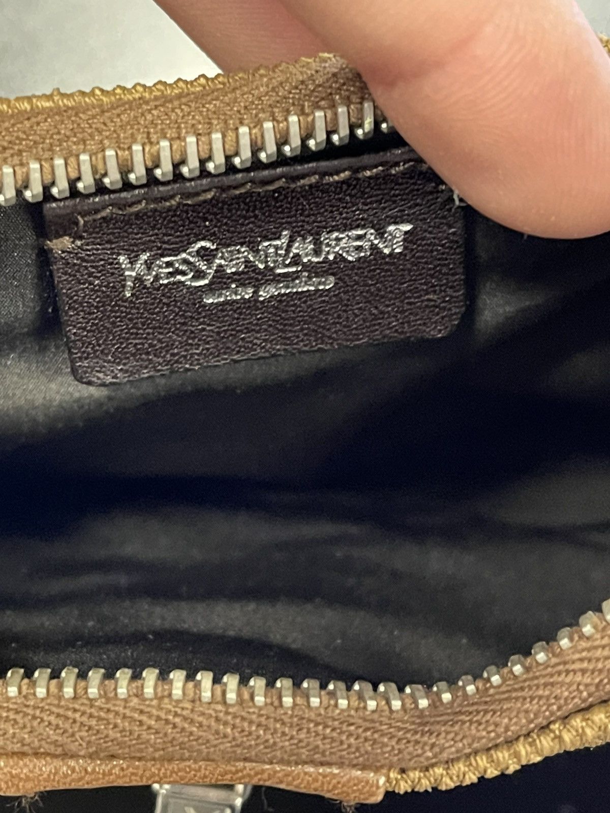 Yves Saint Laurent YSL Yves Saint Laurent Embroidered Handbag Purse Brown Size ONE SIZE - 7 Thumbnail