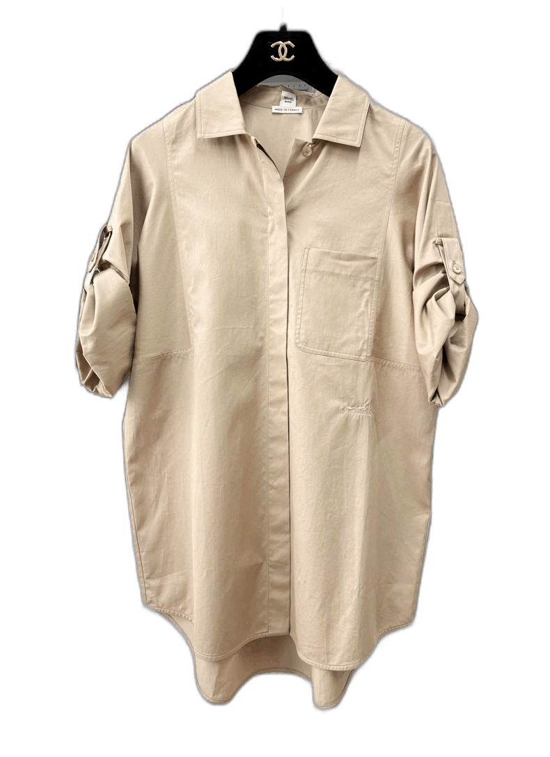Hermes Casual Khaki Roll Sleeve Shirt Size 34-2506 Size S / US 4 / IT 40 - 1 Thumbnail