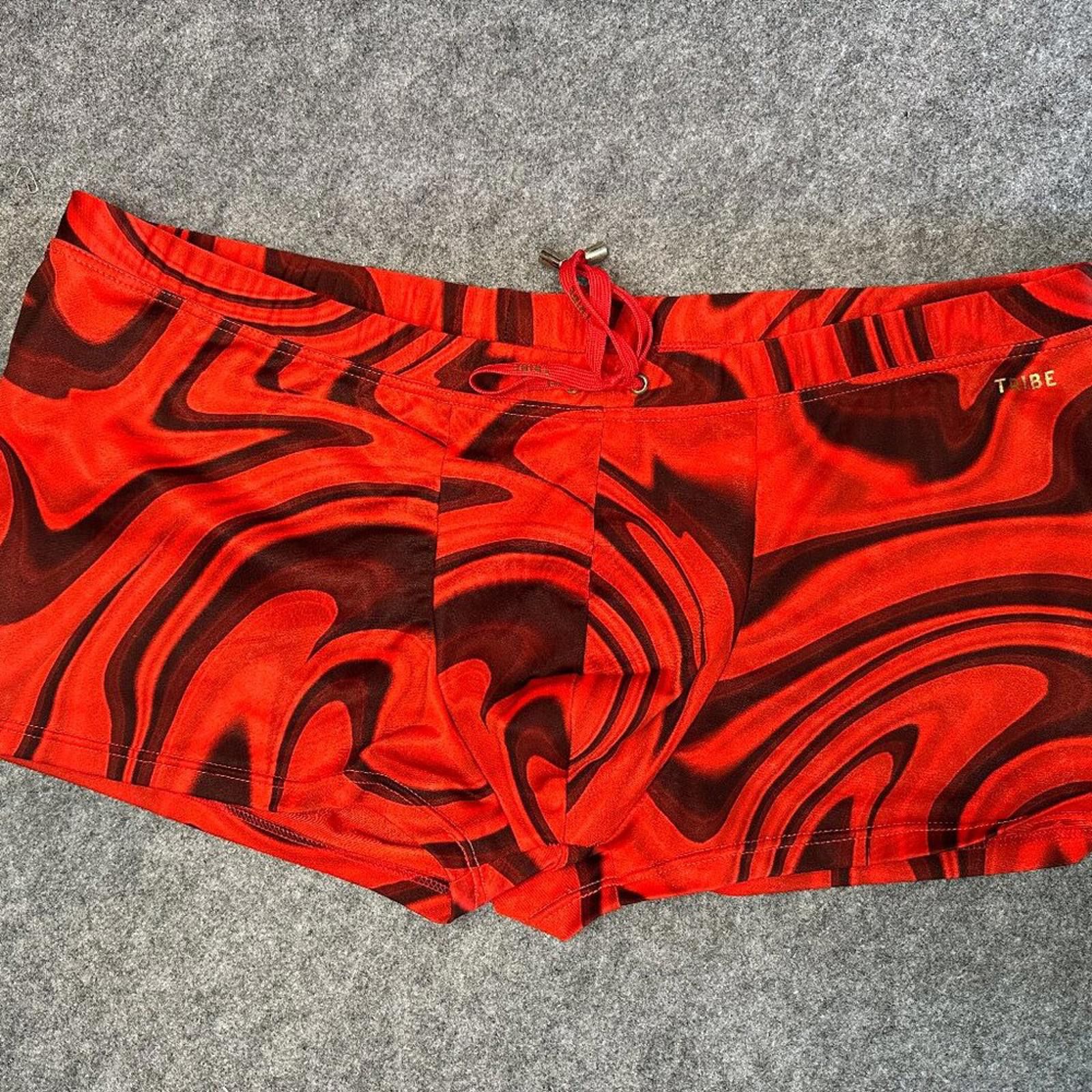 Tribal Streetwear Tribe Men’s Swim Shorts – Size 3XL – Red Swirl Print Size US 44 / EU 60 - 2 Thumbnail