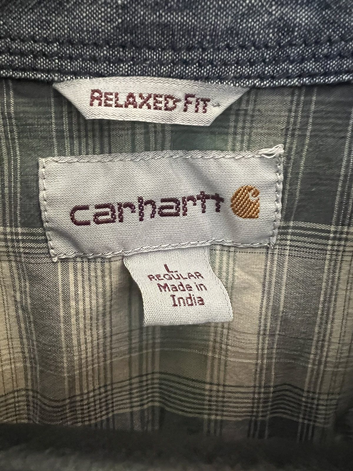 Carhartt × Vintage Carhartt Greed faded plaid work shirt Size US L / EU 52-54 / 3 - 5 Thumbnail