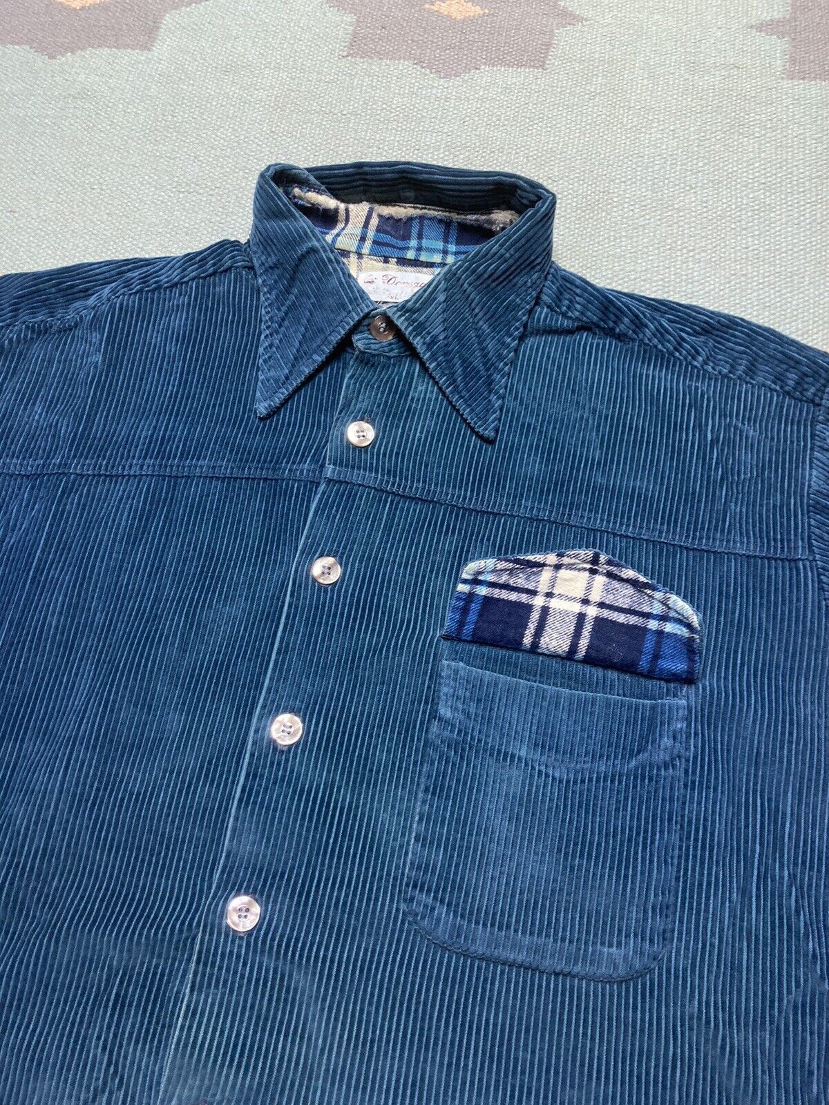 Vintage VTG 60s wide wale corduroy button shirt donegal navy blue XL Size US XL / EU 56 / 4 - 6 Thumbnail