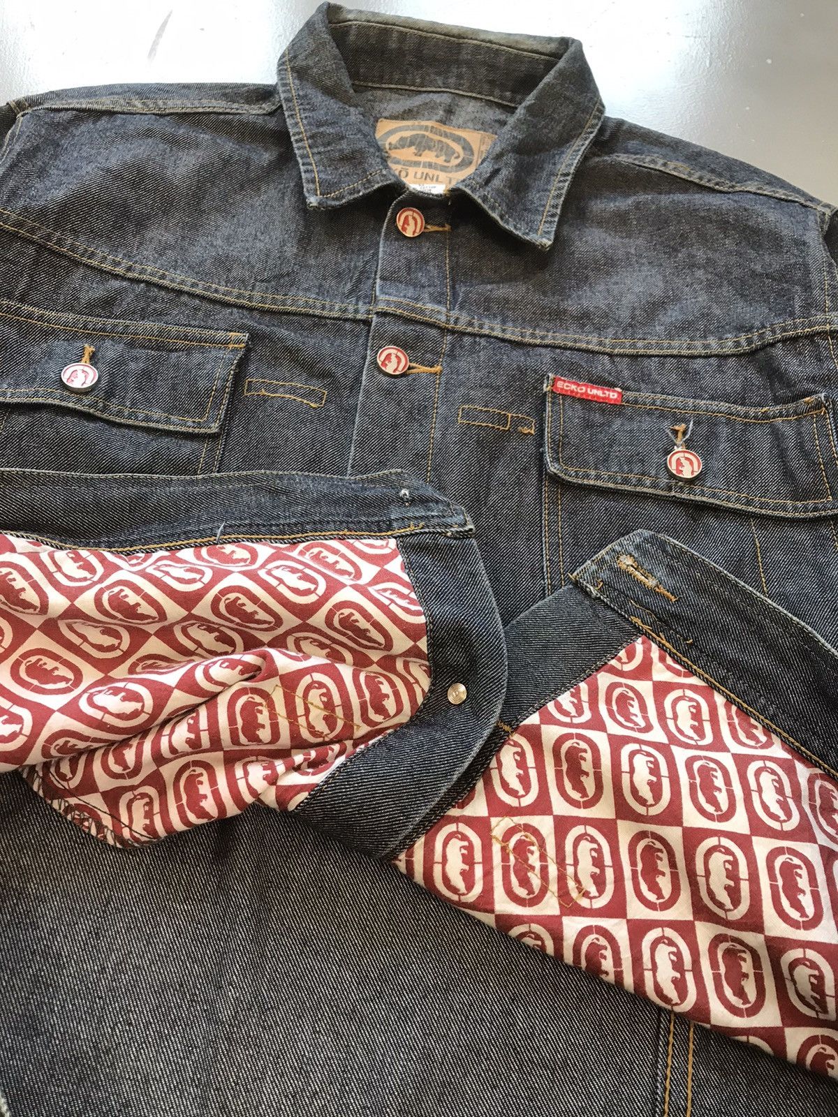 Ecko Unltd. × Vintage Vintage Ecko UNLTD SpellOut printed denim jacket Size US M / EU 48-50 / 2 - 5 Thumbnail