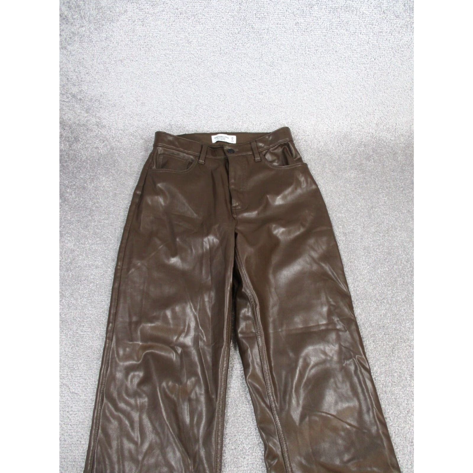 Abercrombie & Fitch Abercrombie & Fitch Pants Womens 28 Straight High Rise Brown Faux Leather Dress Pants 90s Mens? Size 28" / US 6 / IT 42 - 2 Thumbnail
