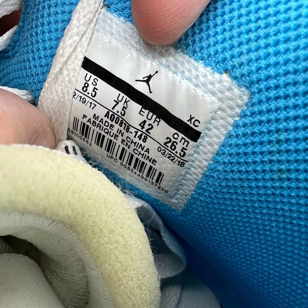 Nike Nike Air Jordan 1 UNC Blue Size 42 2Wear CH7855 Size US 8.5 / EU 41-42 - 8 Thumbnail