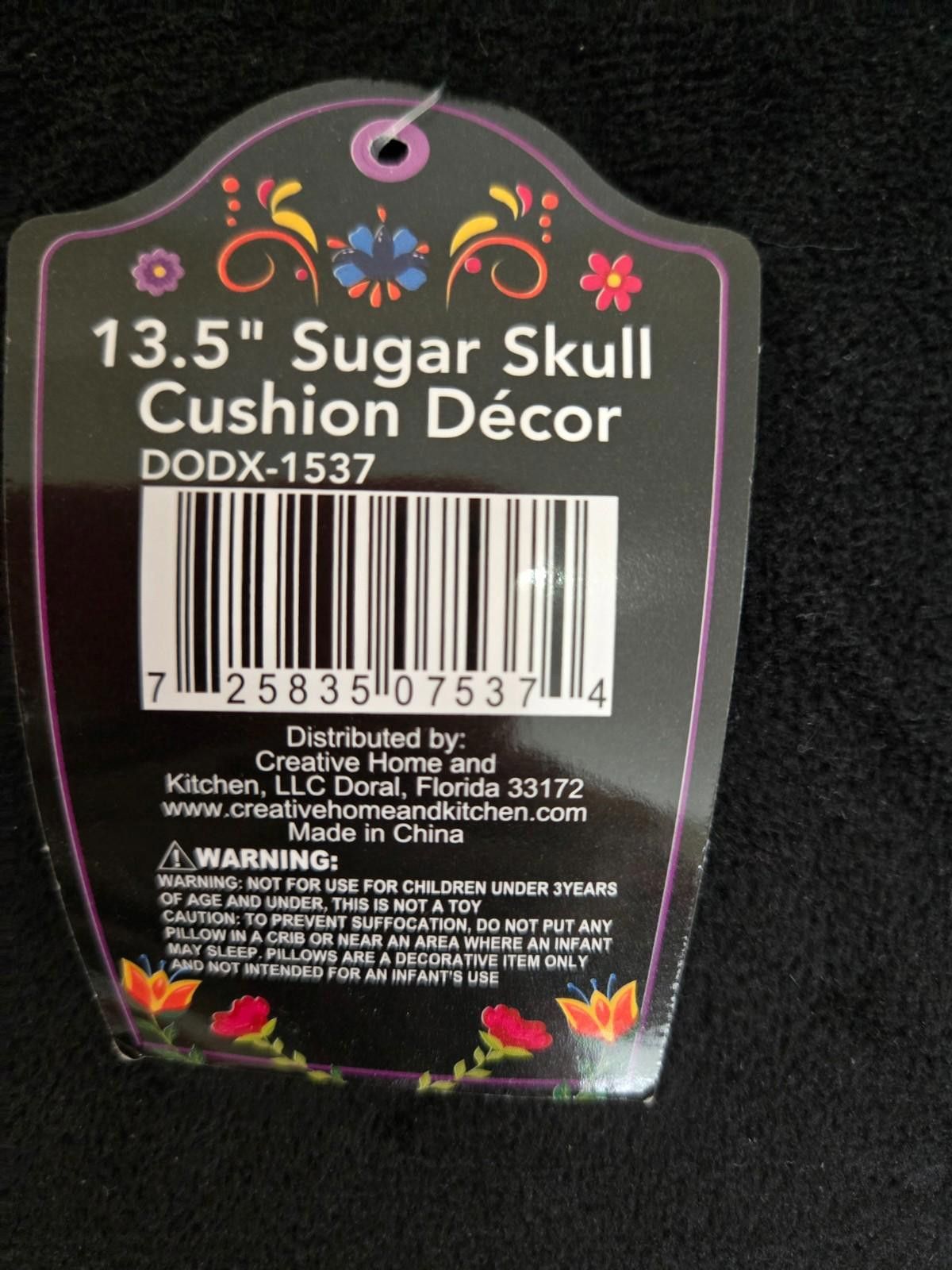 Other Day of the Dead Sugar Skull Cusion Decor Pillow Flowers Size ONE SIZE - 3 Thumbnail