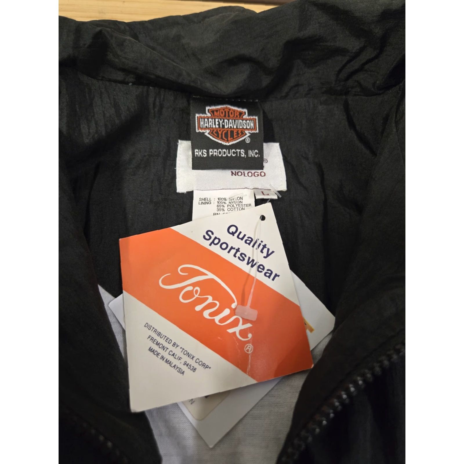 Harley Davidson VINTAGE Harley-Davidson Jacket Mens Large Nylon Texas Bedford 90s Windbreaker Black Orange White Zip Embroidered Logo Zipper Full Zip Lined Size US L / EU 52-54 / 3 - 5 Thumbnail