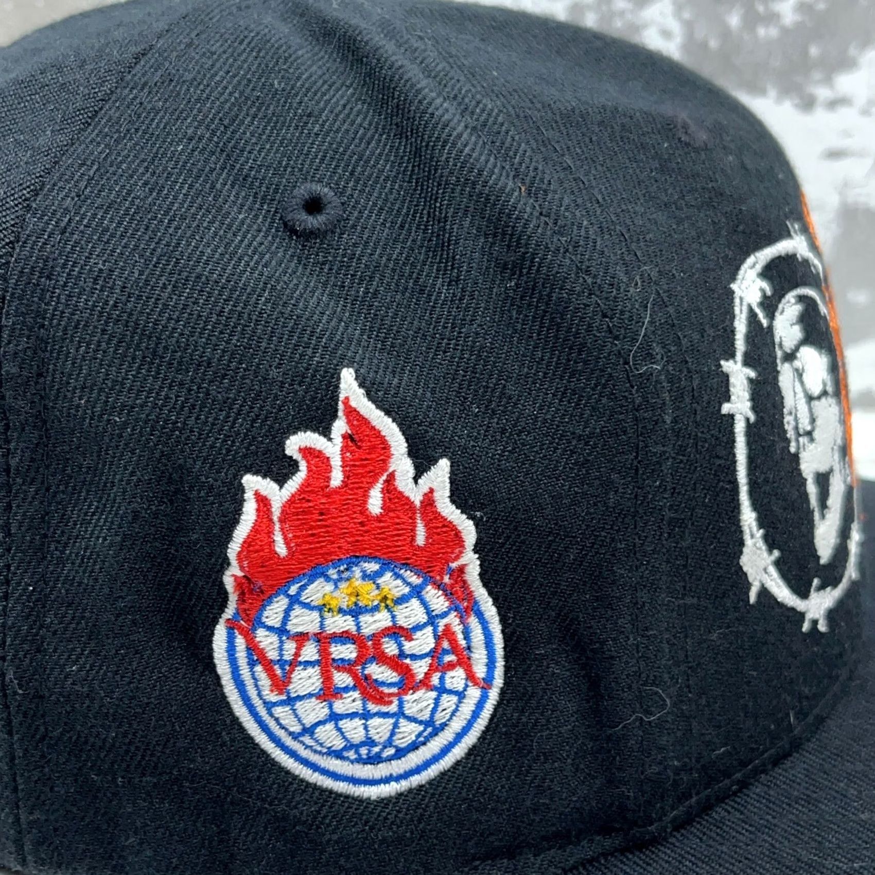 Versace Versa Hat Cap Snapback Black Skull Punk Grunge Cyber Y2K Goth Adult One Size Black Twill Cotton Nylon Size ONE SIZE - 4 Thumbnail