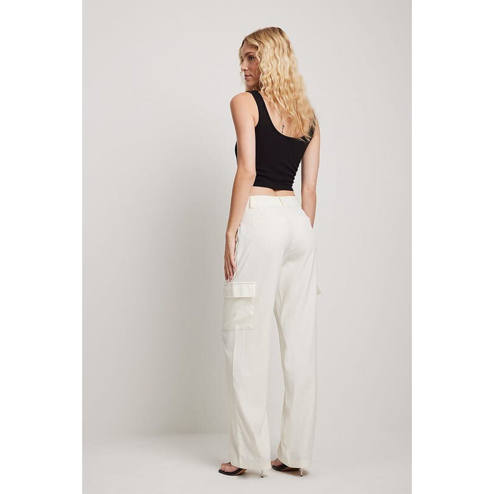 & Other Stories NA-KD Women Mid Waist Cargo Pocket Pants Ivory 34 A003091 Size 34" / US 12 / IT 48 - 3 Thumbnail