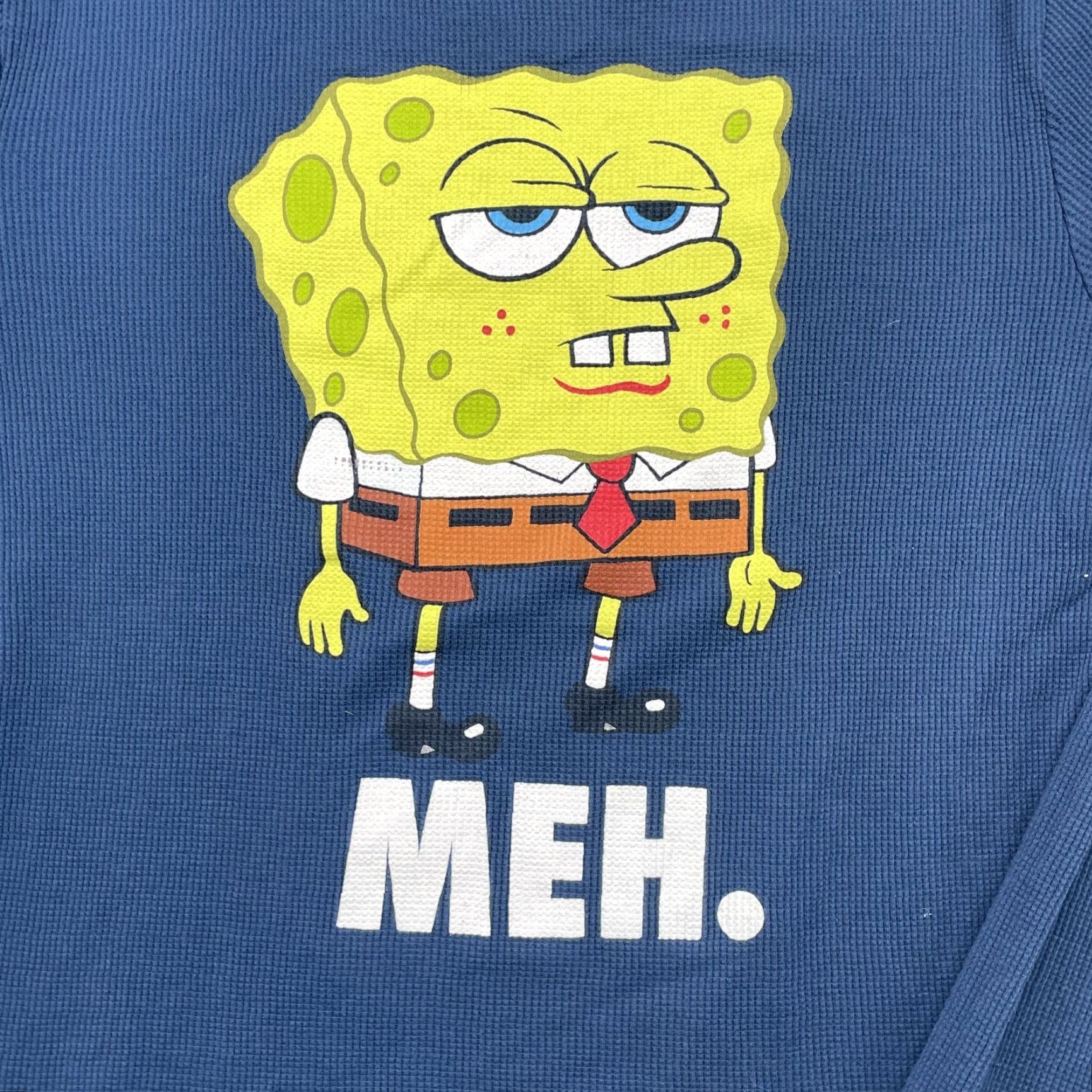 Nickelodeon Nickelodeon Sponge Bob Square Pants T-Shirt Men's Large Blue Waffle Thermal Y2K Retro Graphic Print Shirt Size US L / EU 52-54 / 3 - 3 Thumbnail