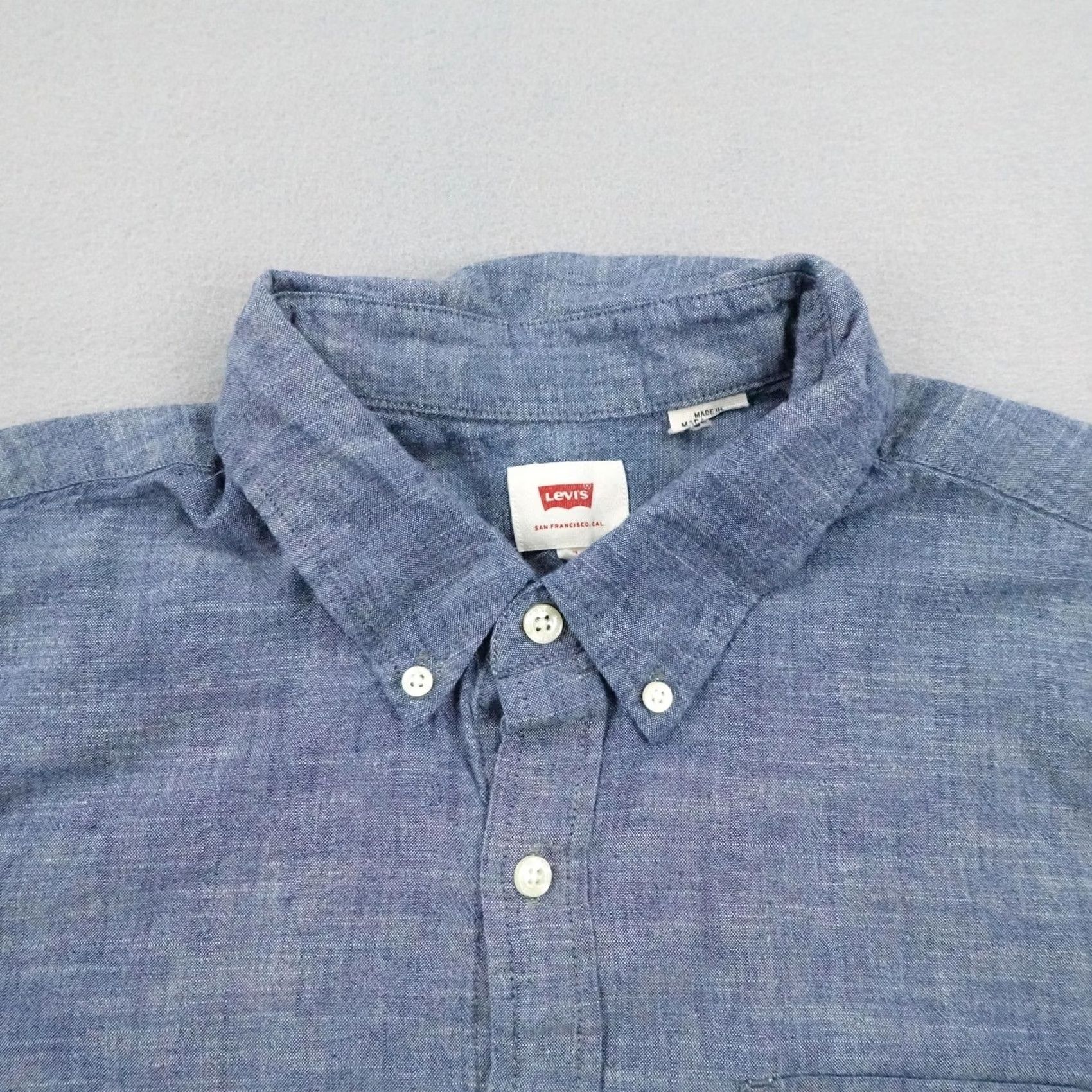 Levi's VINTAGE? No. Levi's Shirt Mens XL Blue Chambray Button-Up Long Sleeve Work Field Casual Size US XL / EU 56 / 4 - 2 Thumbnail
