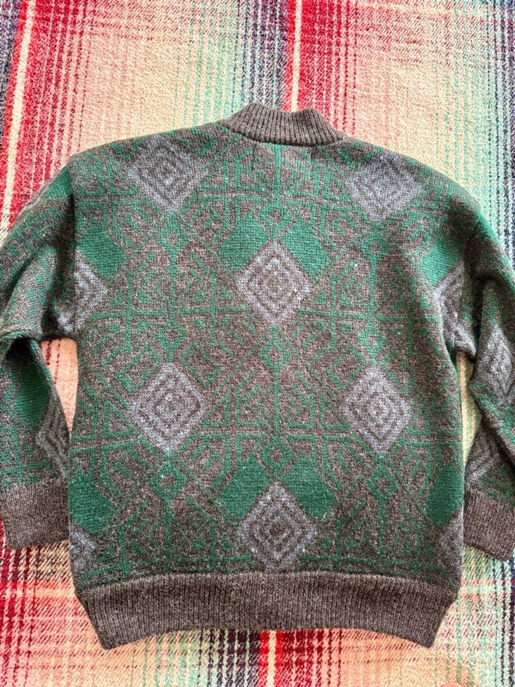 Vintage 80s Settebello Wool Quilted Geometric Bomber Jacket L Size US L / EU 52-54 / 3 - 4 Thumbnail