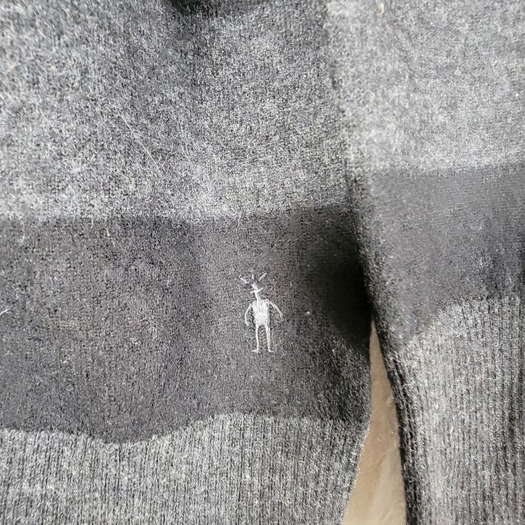 Smartwool SmartWool Women's Large Gray Merino Wool Stripe V-Neck Pullover Sweater Top Size L / US 10 / IT 46 - 2 Thumbnail