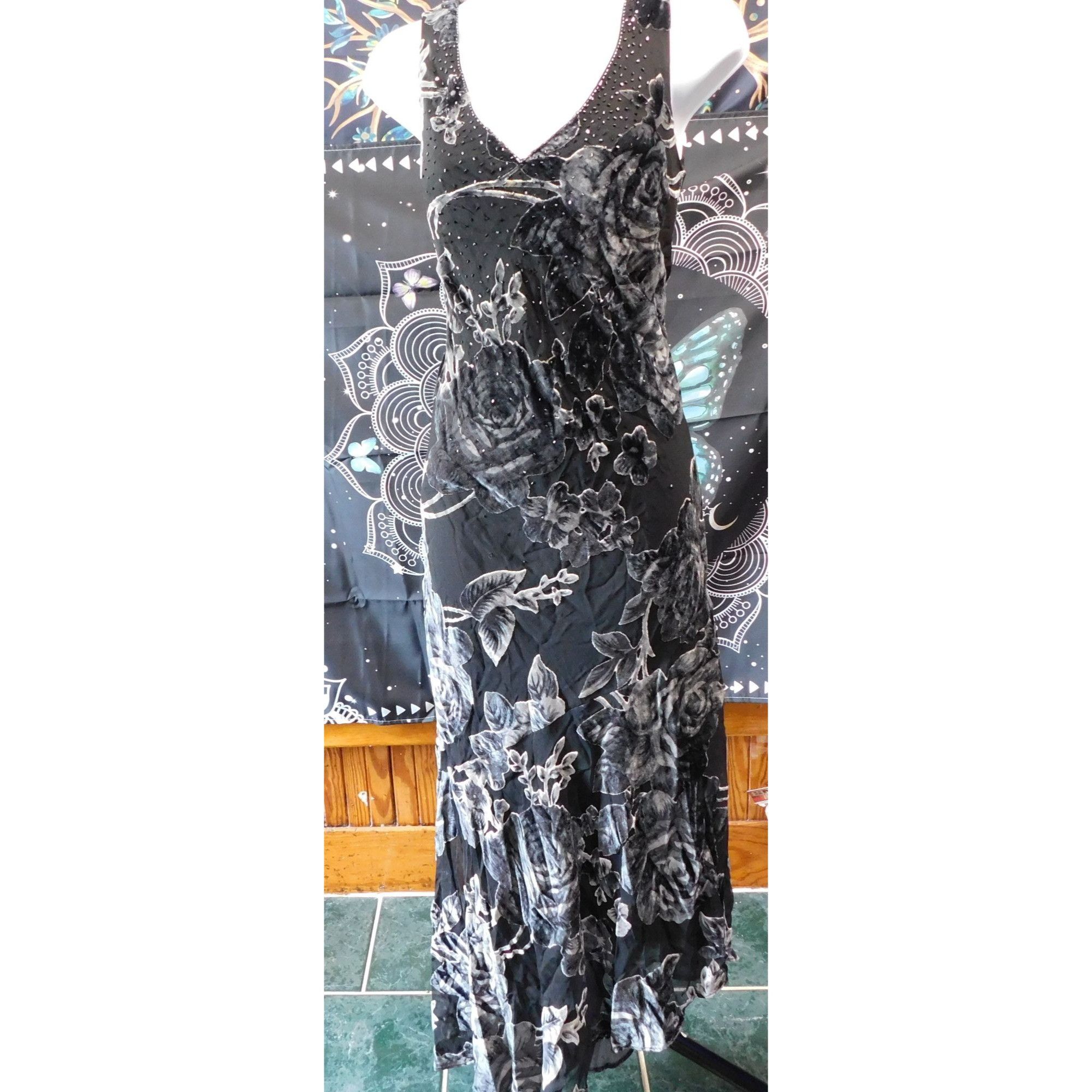 Other Dressbarn Burnt Velvet Beaded Floral Dress Size M / US 6-8 / IT 42-44 - 4 Thumbnail
