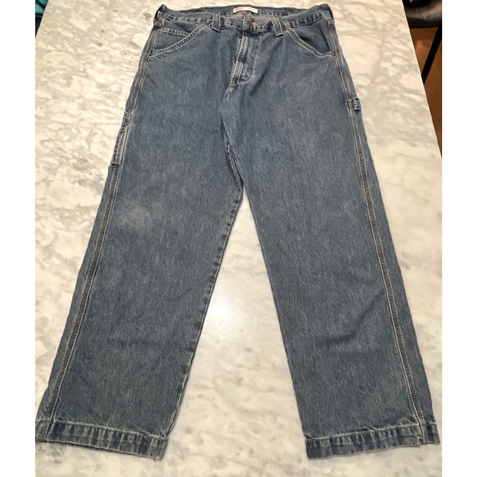 Levi's Levi Strauss Signature Carpenter Jeans Mens W38 L30 Blue Cotton Workwear Jeans 5-Pocket Design Regular WC? Size US 38 / EU 54 - 2 Thumbnail