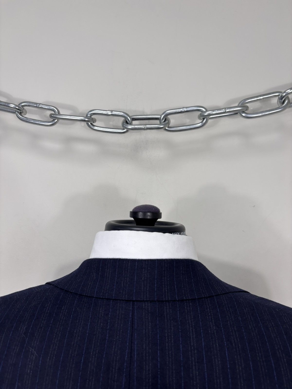 David August David August “ Black “ Navy Blue Striped Wool Blazer Jacket Size 44R - 12 Thumbnail