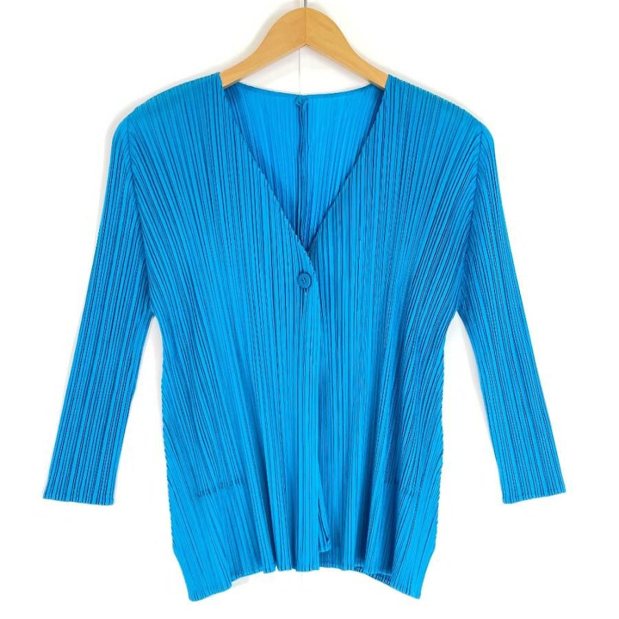 Pleats Please Issey Miyake PLEATS PLEASE Cardigan Blue Cardigan Polyester Women Size S / US 4 / IT 40 - 1 Thumbnail