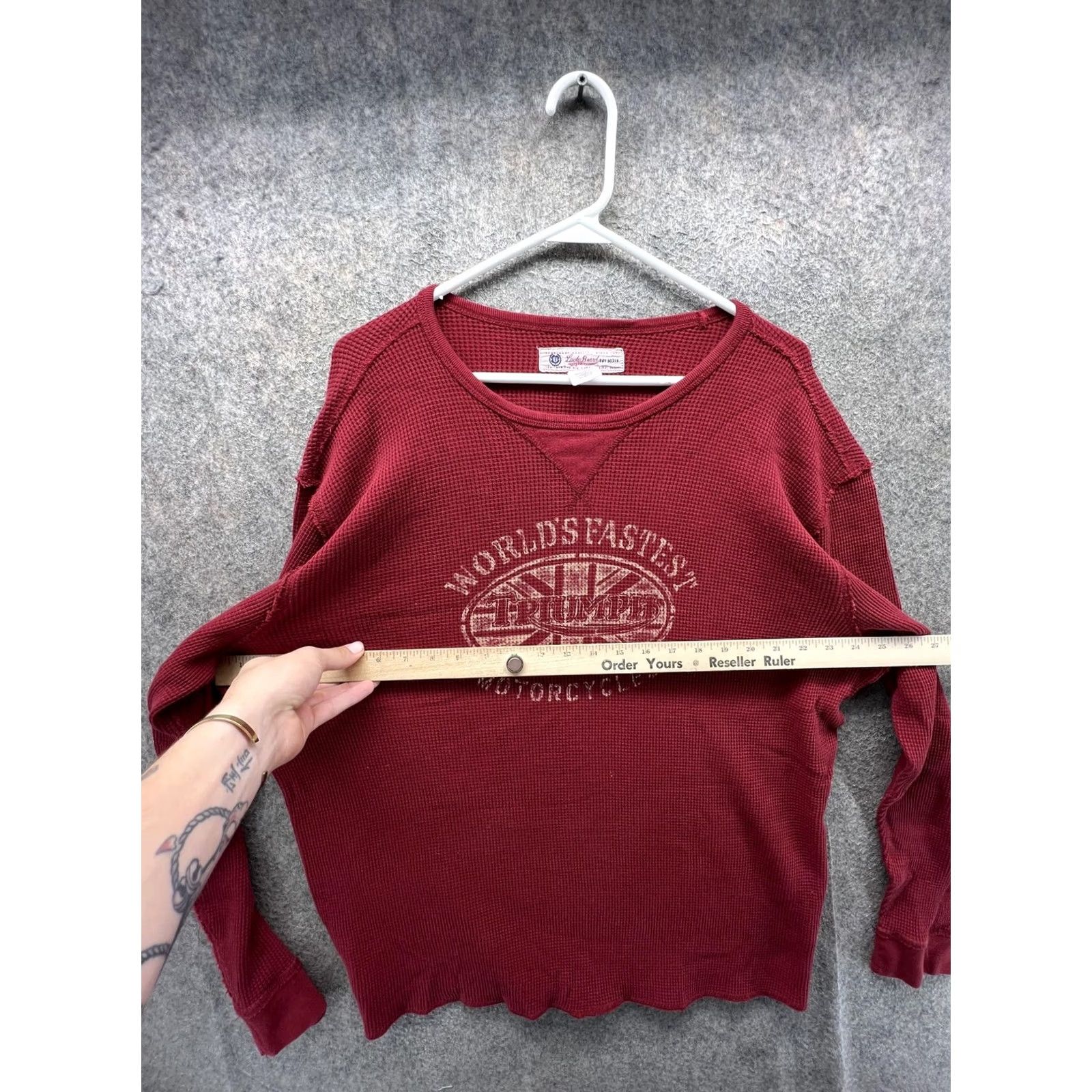 Lucky Brand Lucky Brand Shirt Mens 2XL Red Thermal Triumph Motorcycles Long Sleeve Tee Size US XXL / EU 58 / 5 - 4 Thumbnail