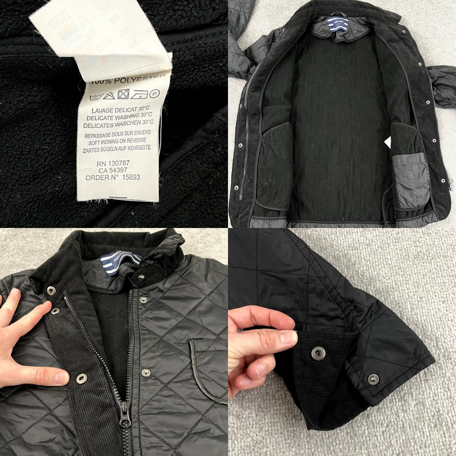 Saint James Saint-James Jacket Womens US 10 FR 42 Black Quilted Puffer Full Zip Snap Coat Size L / US 10 / IT 46 - 8 Thumbnail