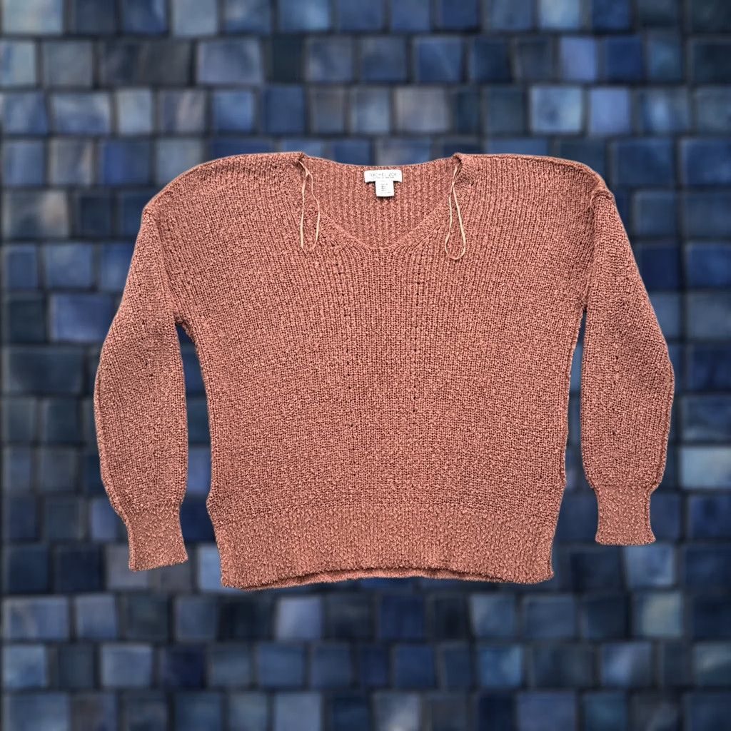 Rachel Zoe Rachel Zoe V Neck Knit Long Sleeve Sweater Women’s Size L Pink Womens Knit Sweater V-Neck Size L / US 10 / IT 46 - 1 Thumbnail