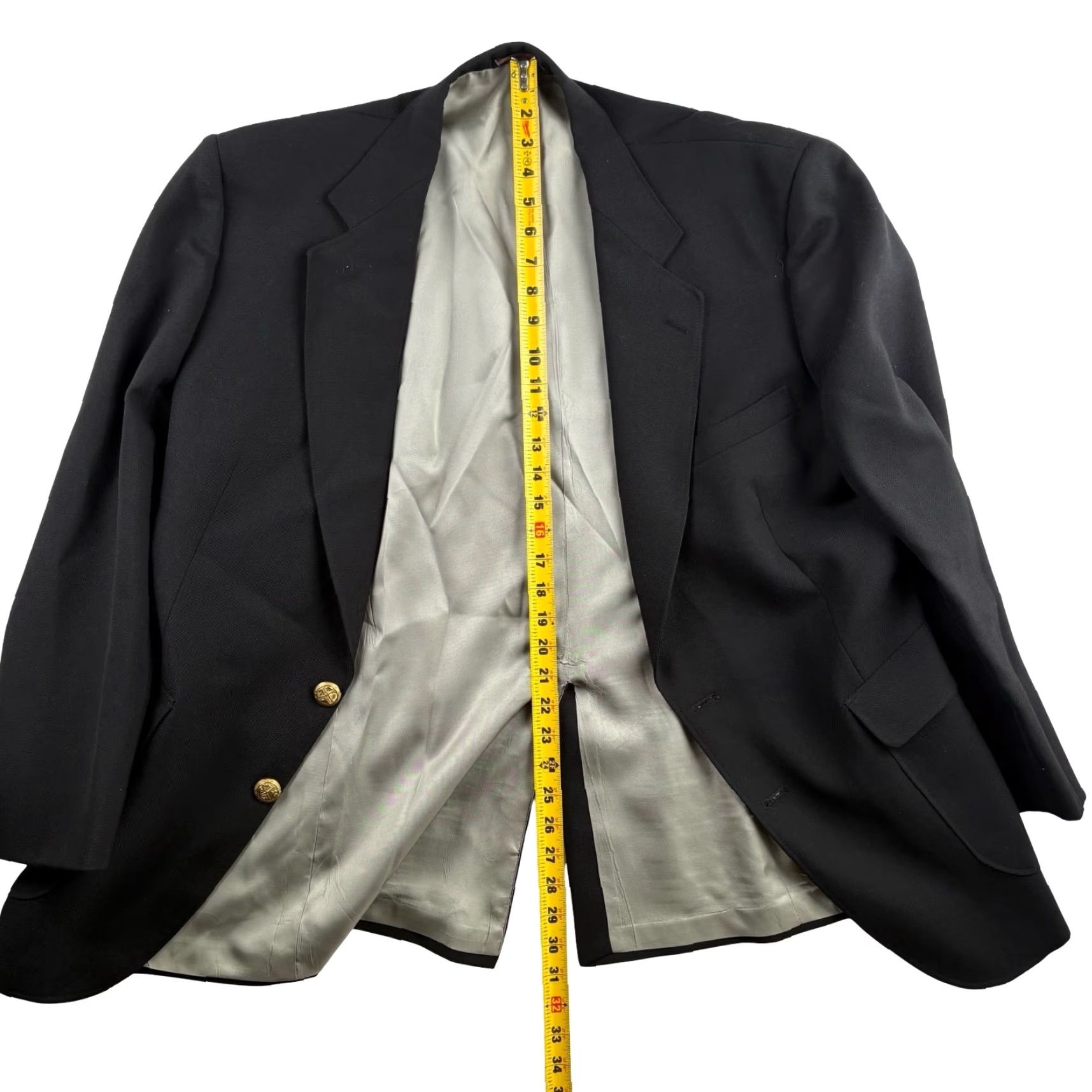Stafford Stafford Men’s Blazer Gold Button Performance Blend Black USA 42R Size 42R - 7 Thumbnail