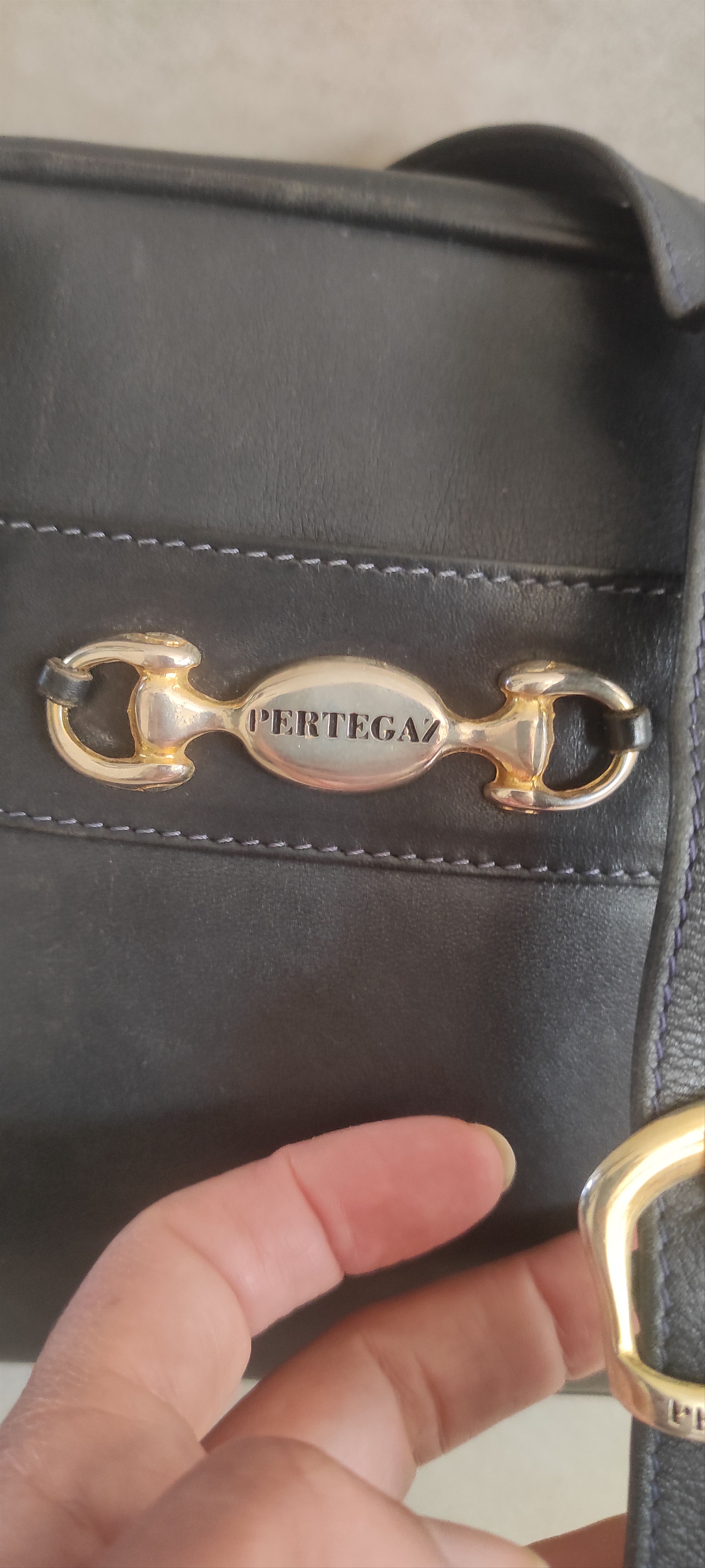Other Vintage Pertegaz Genuine Leather Shoulder Bag Dark Blue Size ONE SIZE - 6 Thumbnail