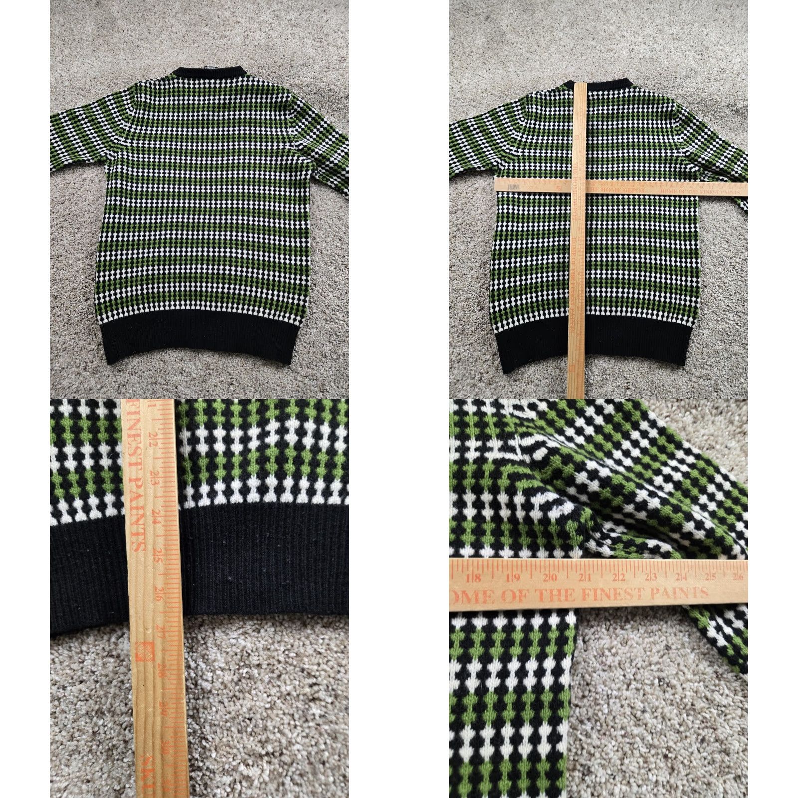 Franklin & Marshall Franklin Marshall Sweater Mens Large Green Black Wool V Neck Knit Made In Italy Size US L / EU 52-54 / 3 - 8 Thumbnail