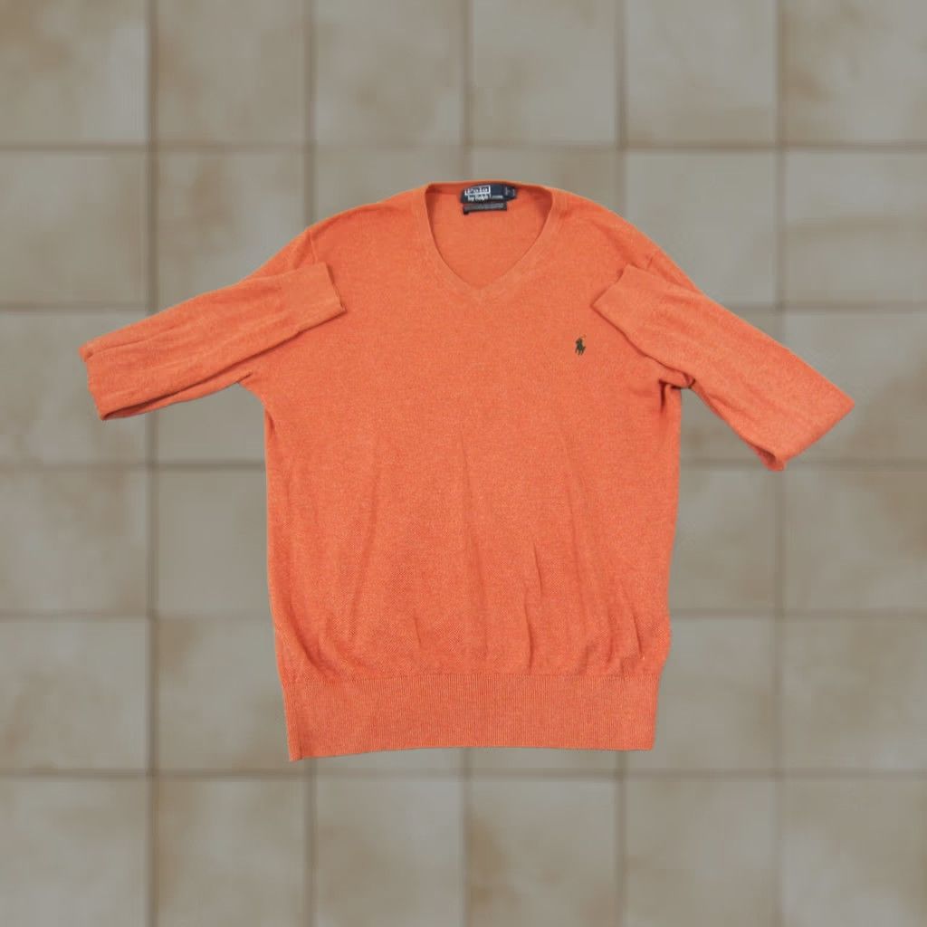 Polo Ralph Lauren Polo Ralph Lauren Sweater Mens L Orange Cotton Cashmere Pullover Knit Mock Neck Logo Pullover Knit Vintage: No Regular Fit Winter Casual Mens Size US L / EU 52-54 / 3 - 1 Thumbnail