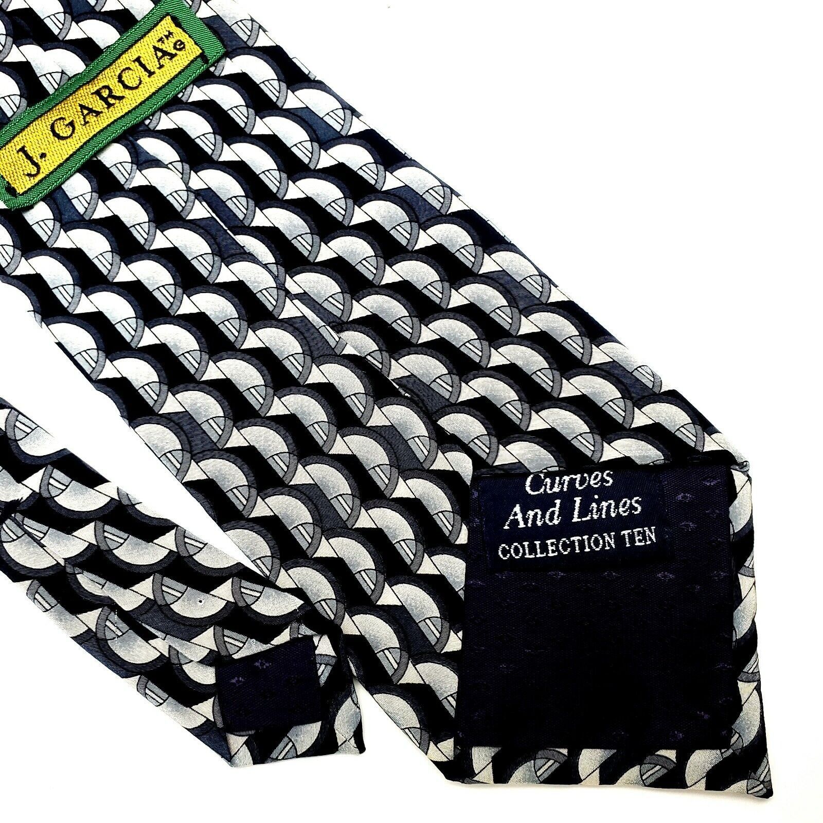 Grateful Dead J Garcia Blue Silk Tie Collection 10 Curves and Lines Print Size ONE SIZE - 6 Thumbnail