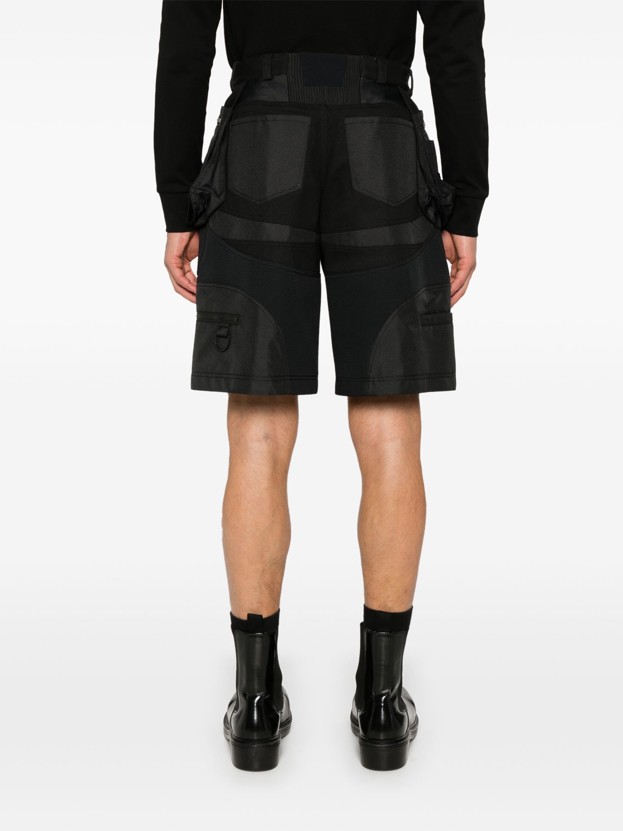 Mugler o1s22i1n1124 Bi-Material Cargo Bermuda Short in Black Size US 32 / EU 48 - 4 Thumbnail